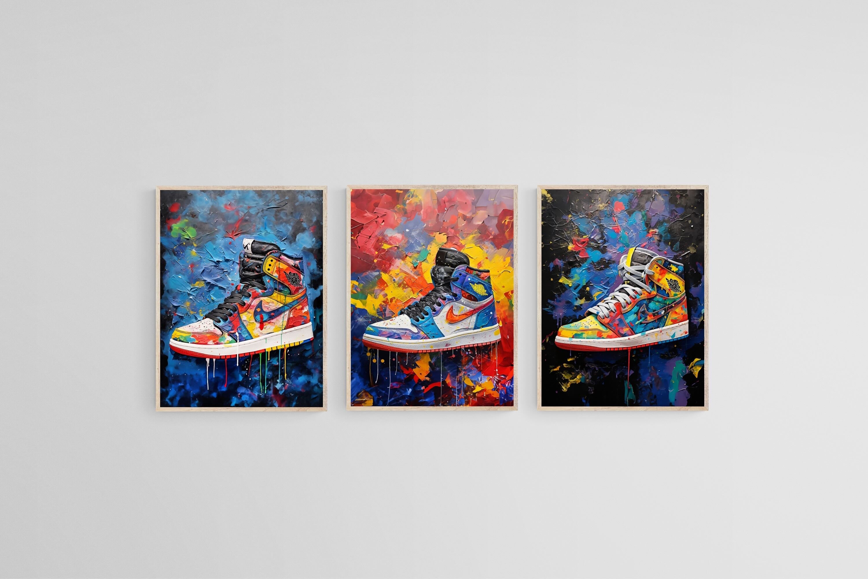 Air Jordan Set-Wall_Art-45 x 60cm (x3)-Mounted Canvas-Wood-Pixalot
