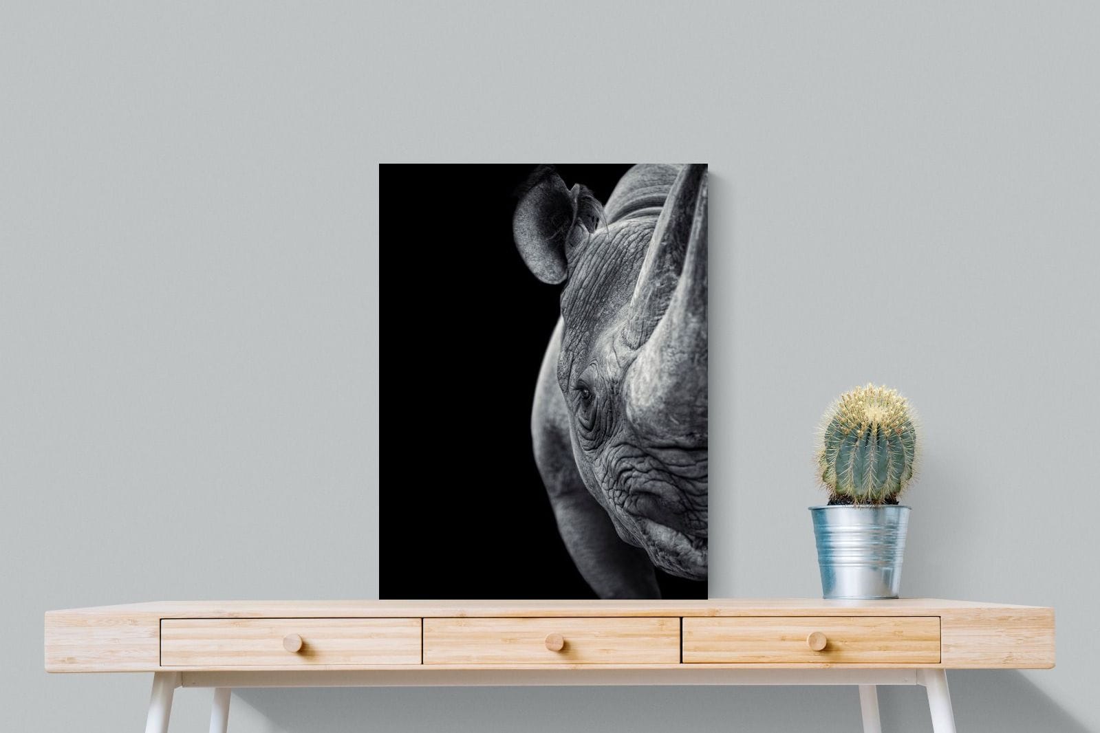 Monochromatic Rhino-Wall_Art-60 x 80cm-Mounted Canvas-No Frame-Pixalot