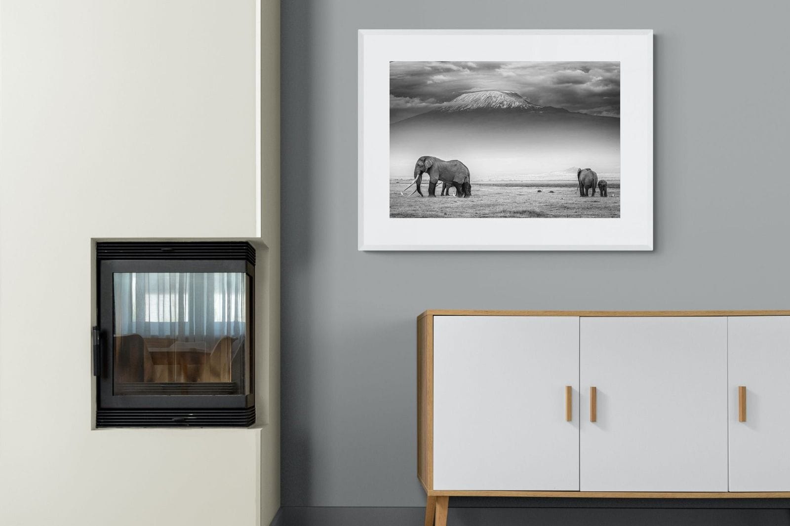 Mountain Ele-Wall_Art-100 x 75cm-Framed Print-White-Pixalot