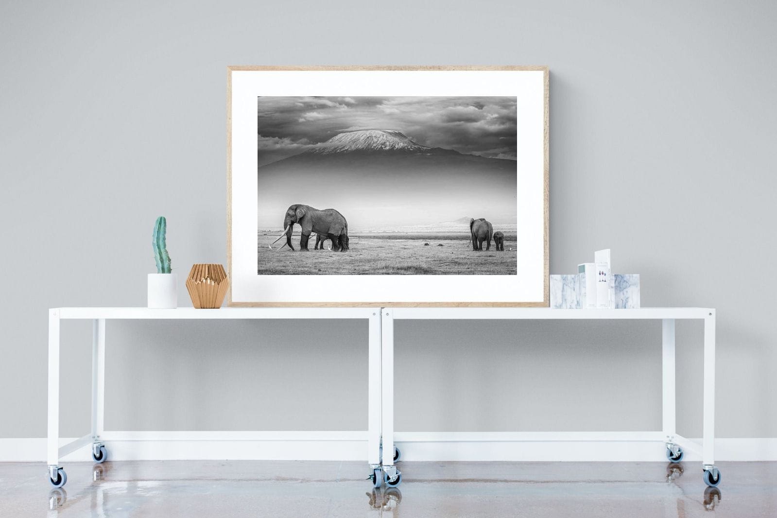 Mountain Ele-Wall_Art-120 x 90cm-Framed Print-Wood-Pixalot