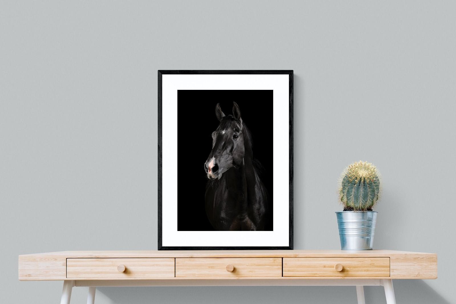 Night Horse-Wall_Art-60 x 80cm-Framed Print-Black-Pixalot