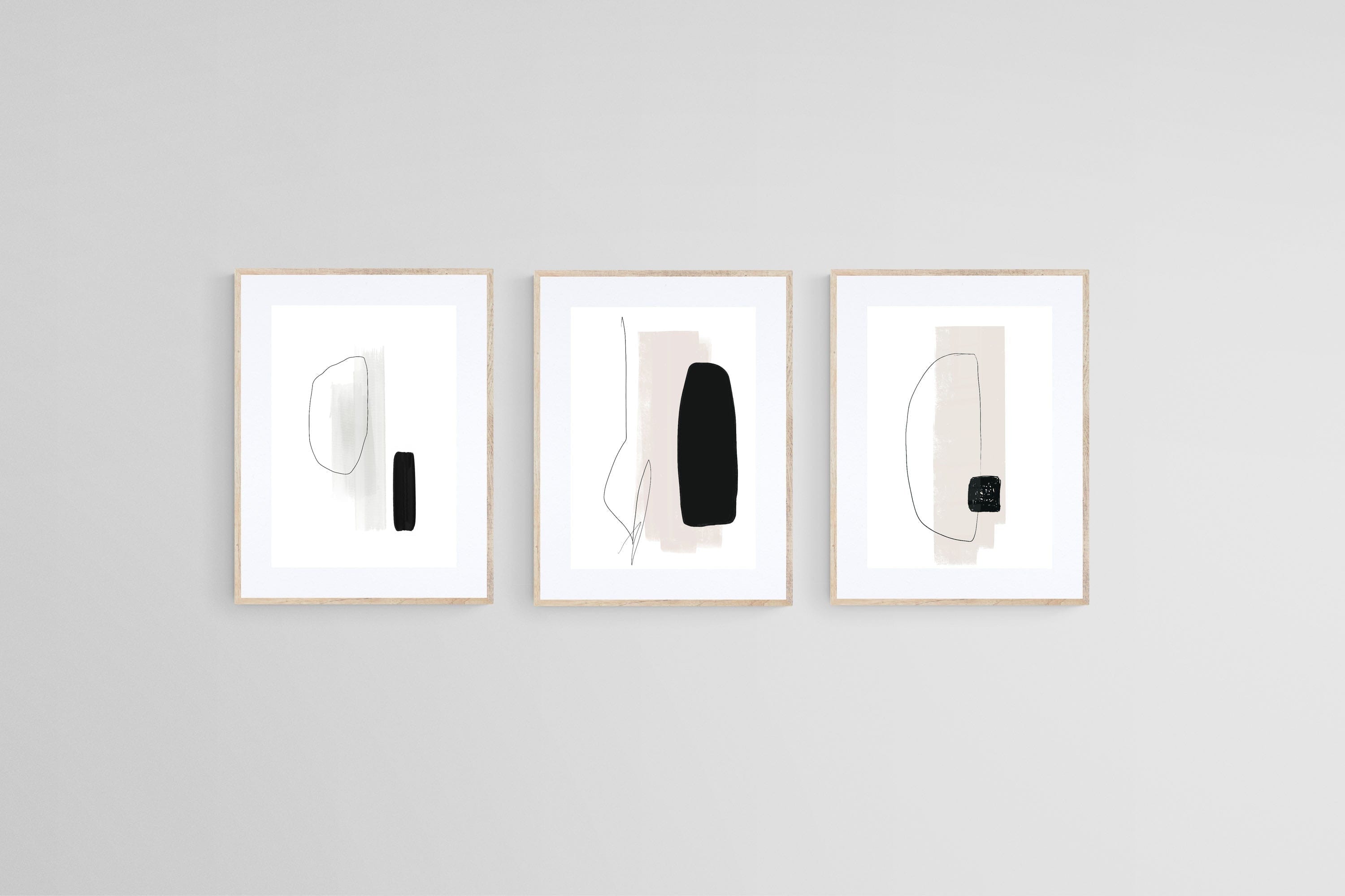 Overlap Set-Wall_Art-45 x 60cm (x3)-Framed Print-Wood-Pixalot