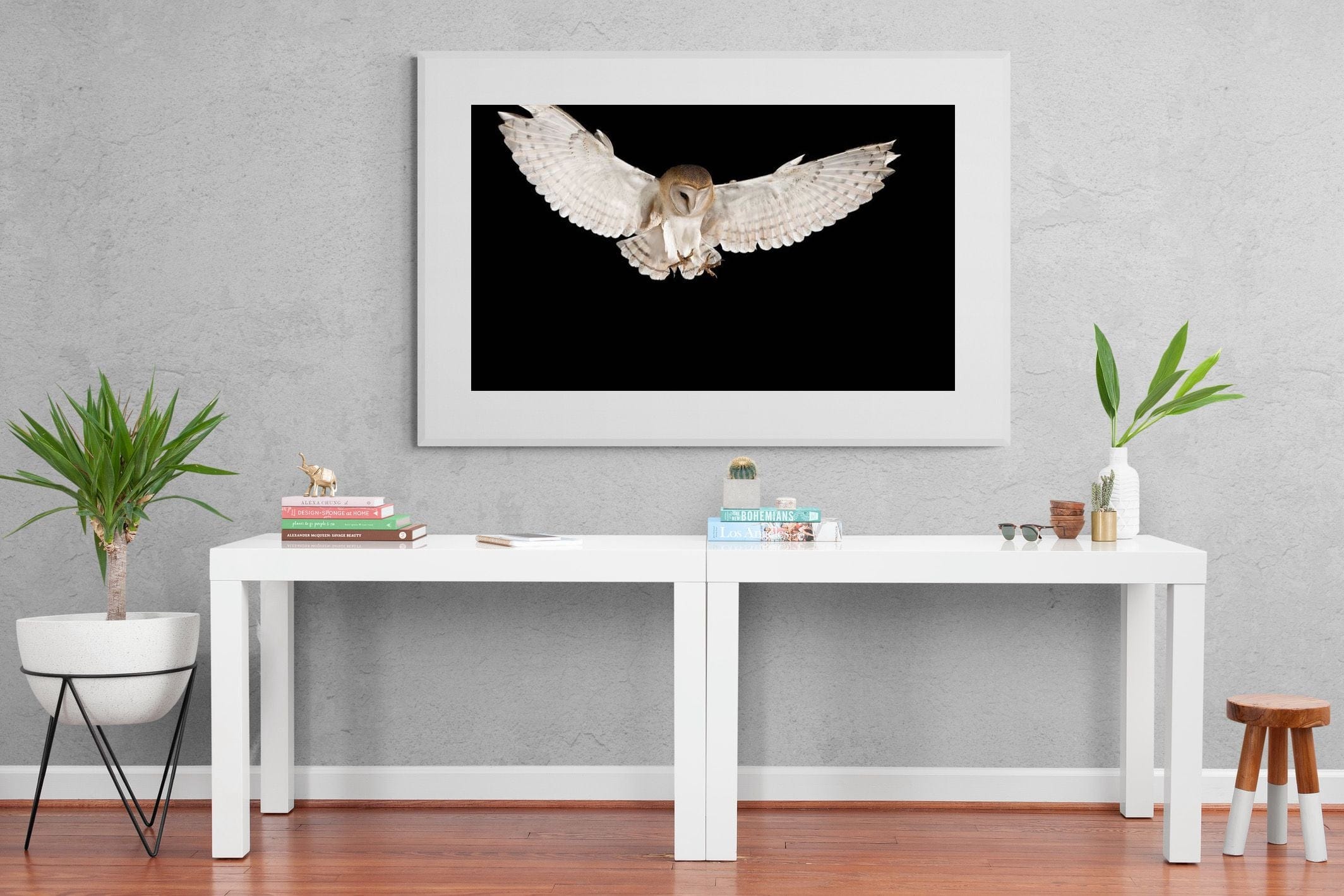 Owl Attack-Wall_Art-150 x 100cm-Framed Print-White-Pixalot