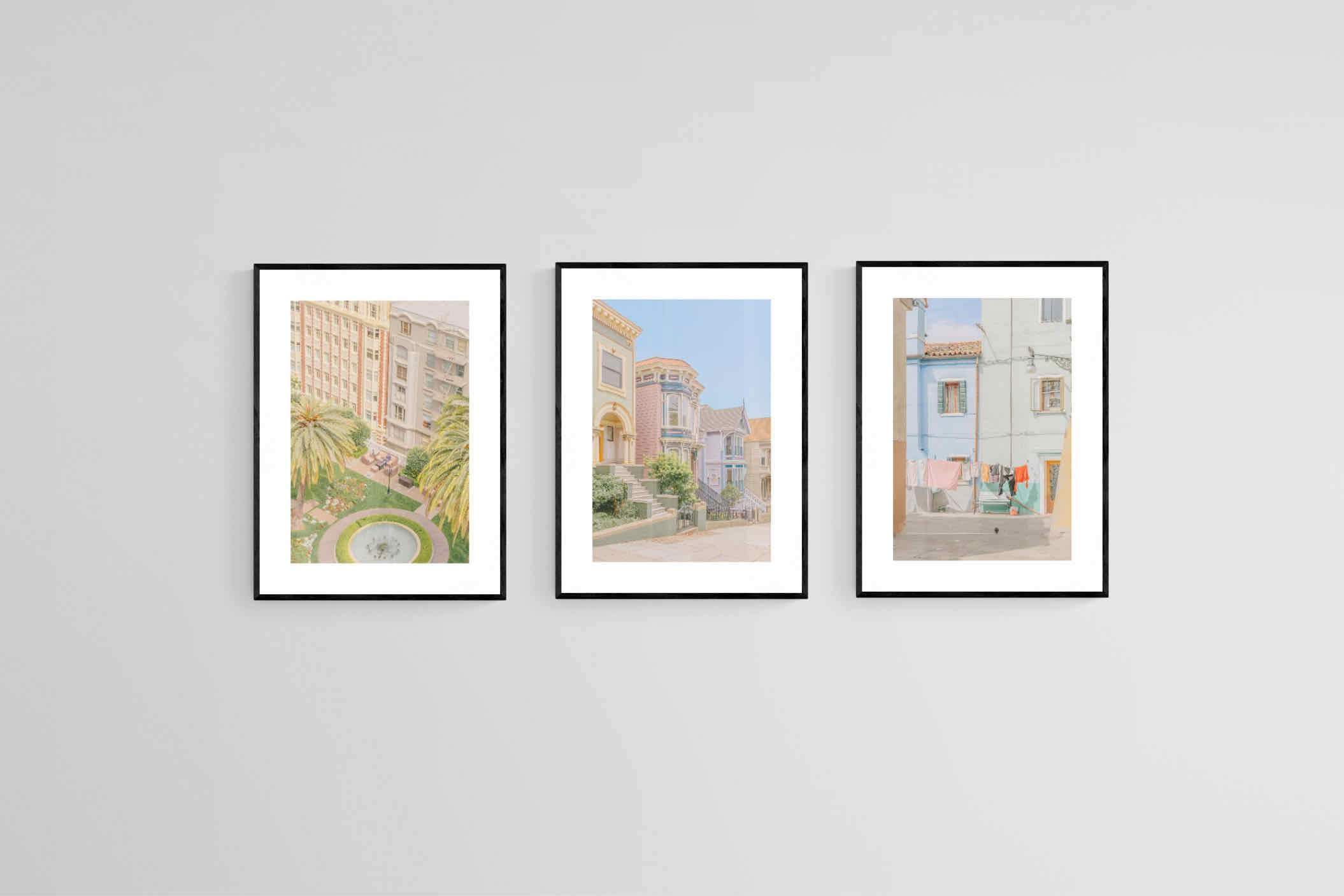 Pastel Portugal Set-Wall_Art-45 x 60cm (x3)-Framed Print-Black-Pixalot