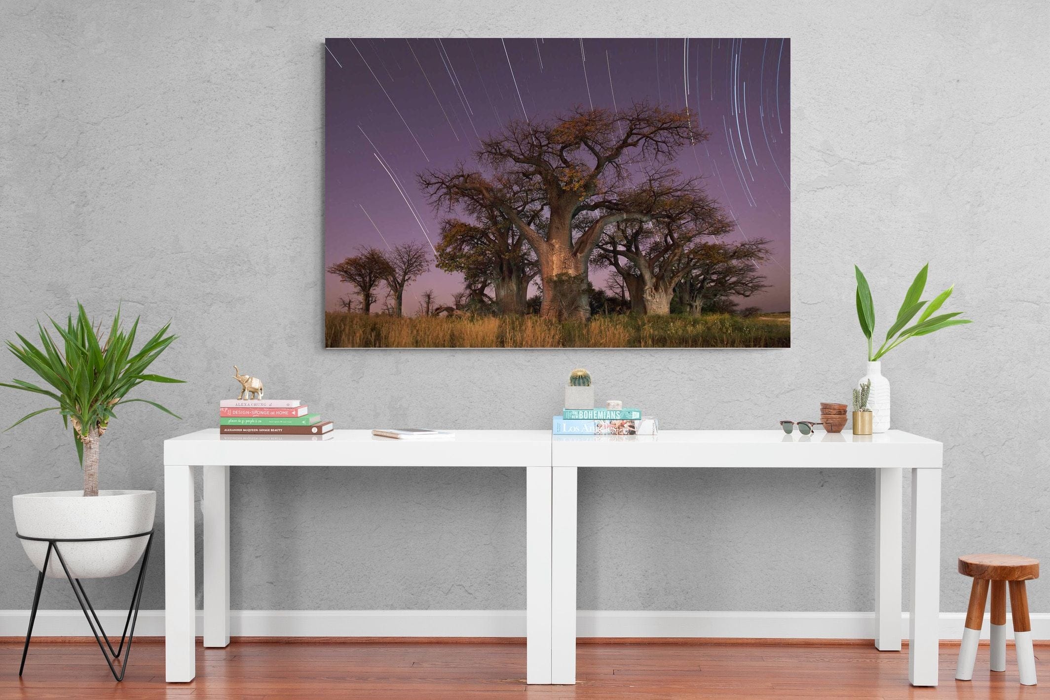 Starry Sky Baobab-Wall_Art-150 x 100cm-Mounted Canvas-No Frame-Pixalot