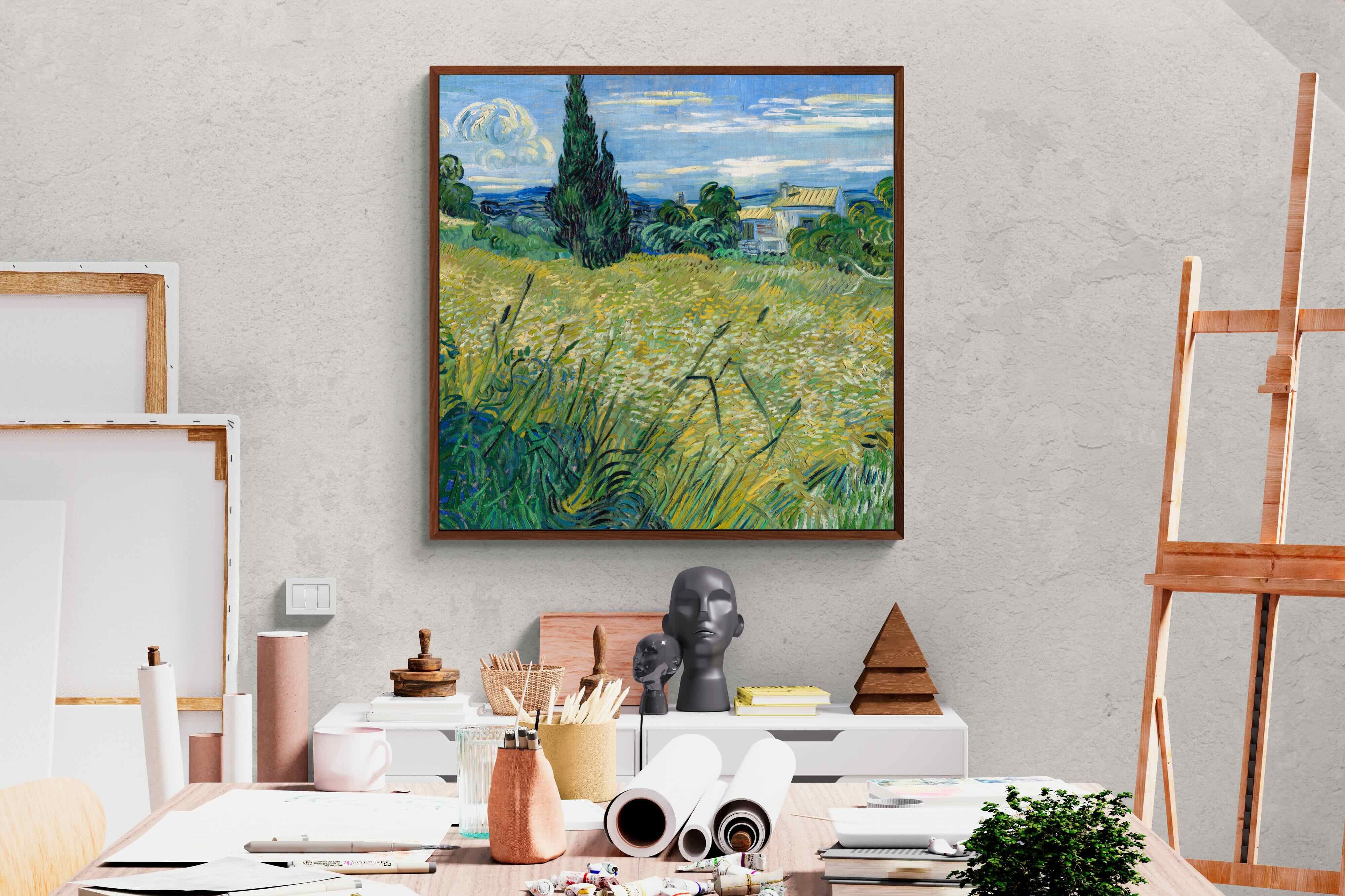 Pixalot Green Wheat Field with Cypress