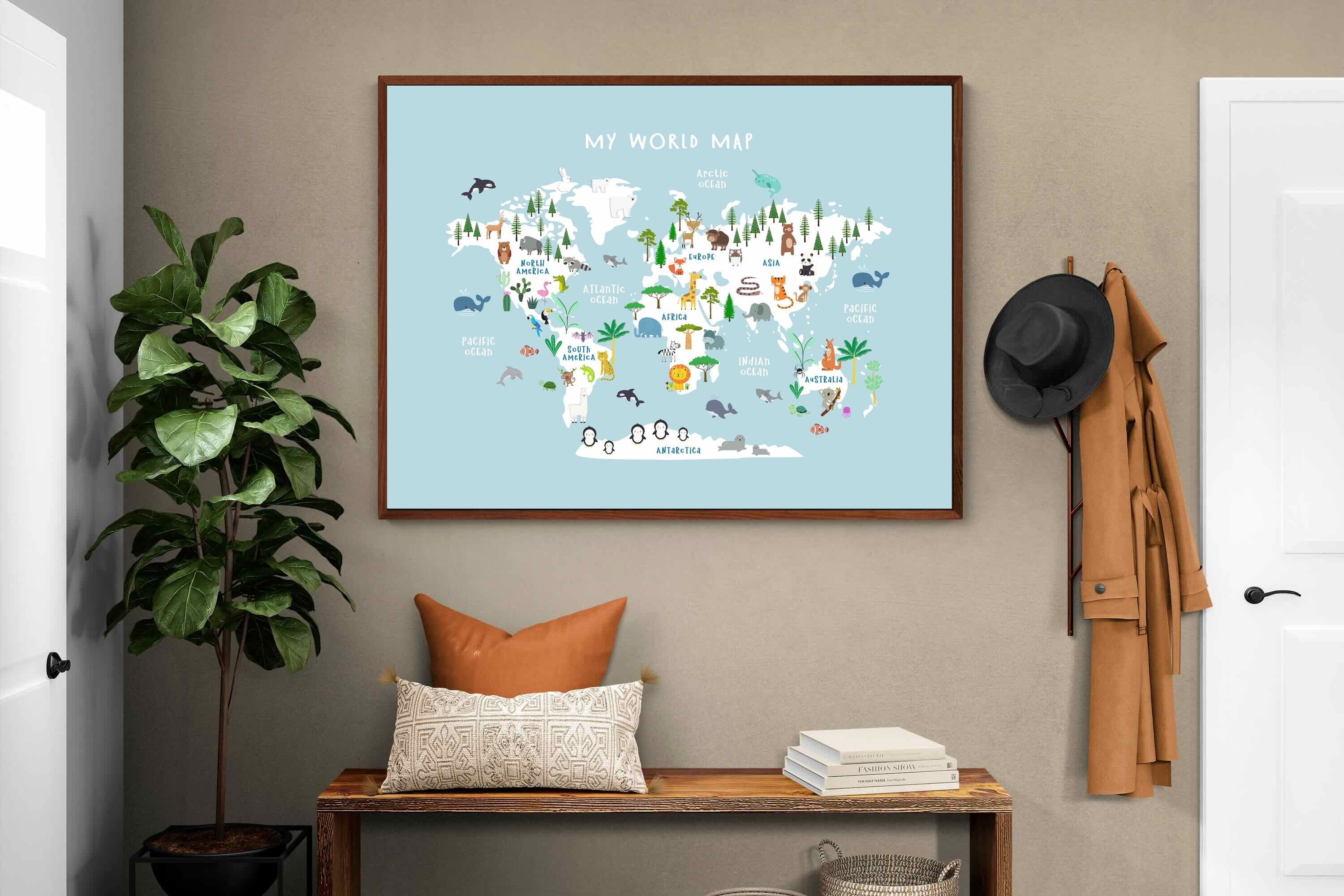Pixalot Kids World Map (Blue)