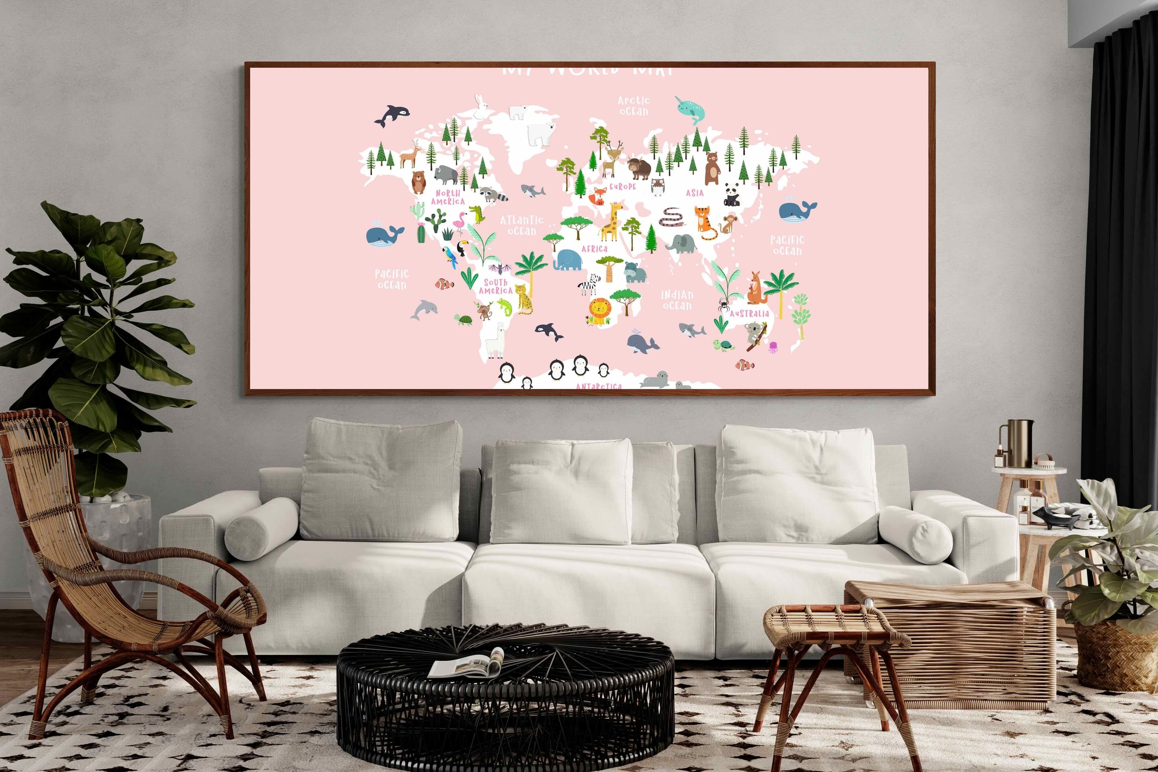 Pixalot Kids World Map (Pink)
