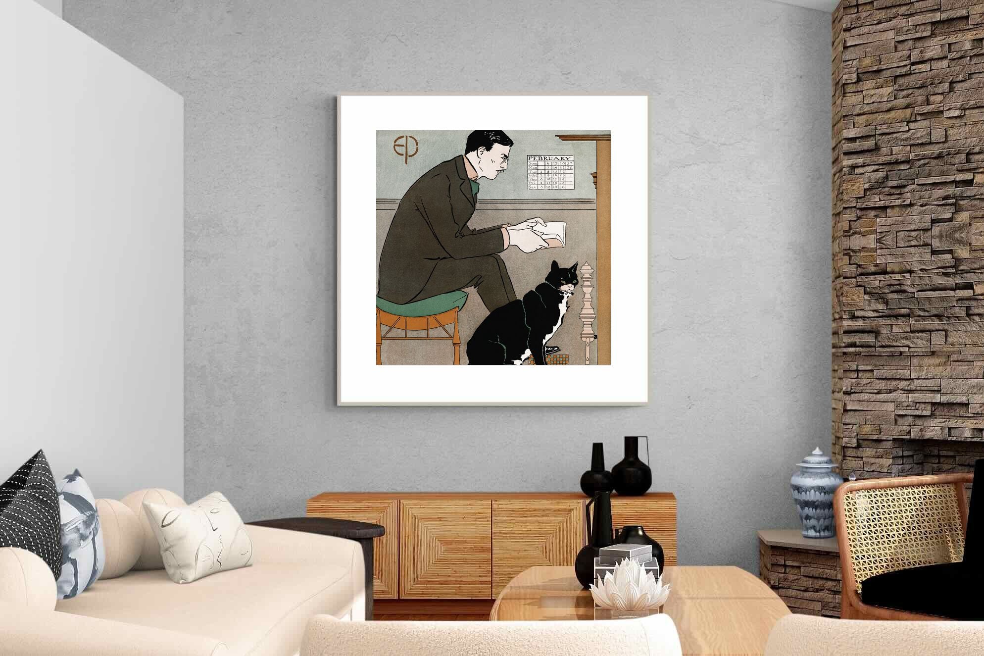 Pixalot Man Reading with Cat