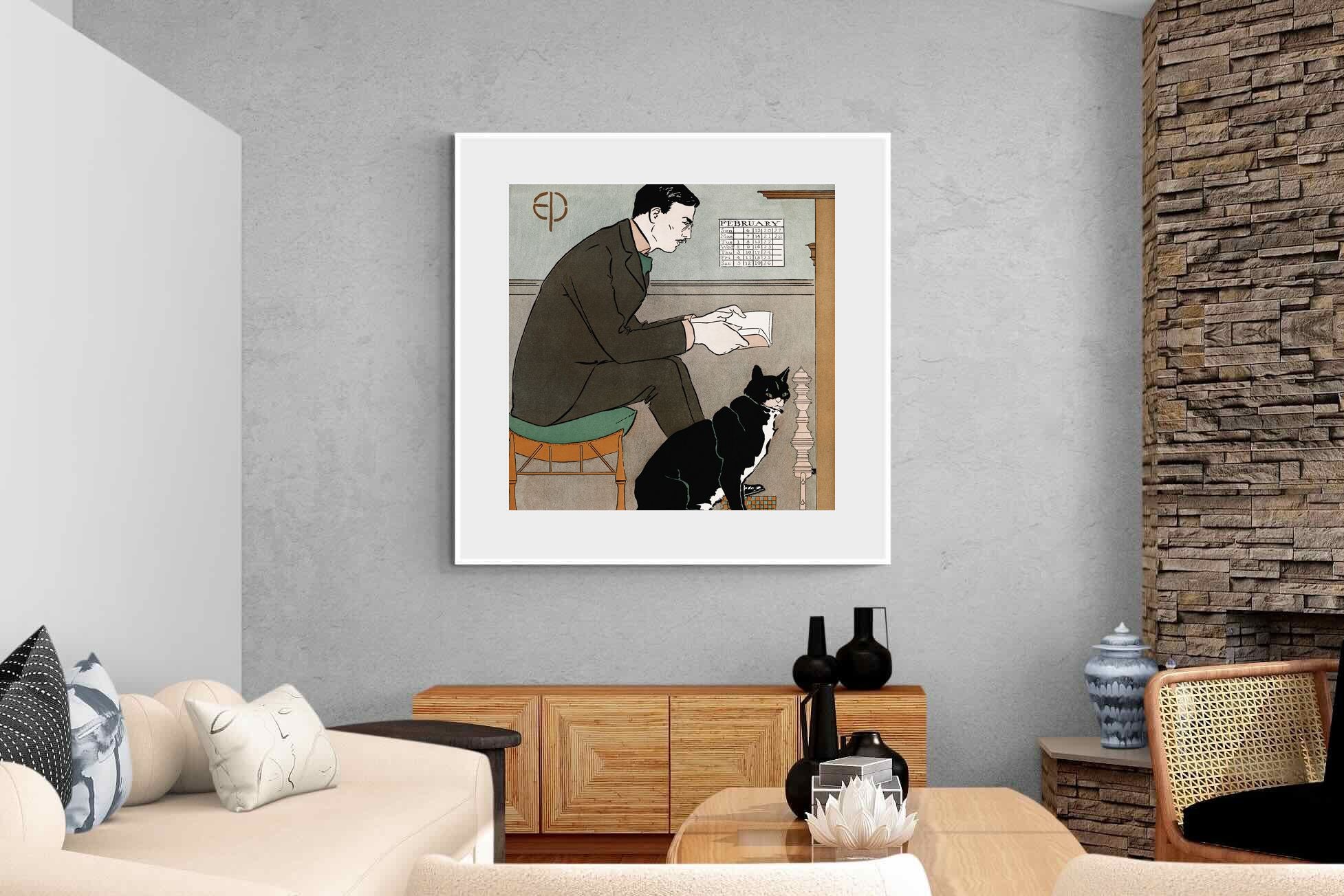 Pixalot Man Reading with Cat