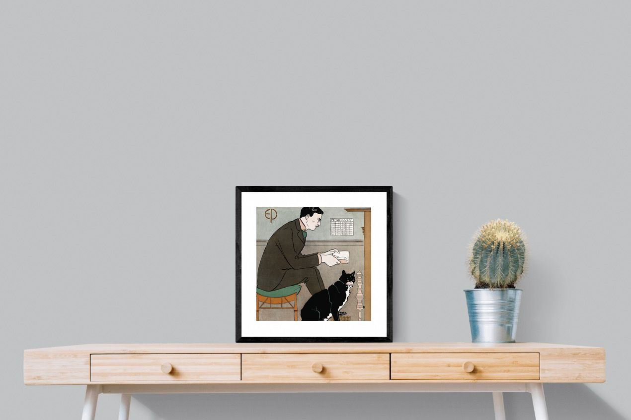 Pixalot Man Reading with Cat