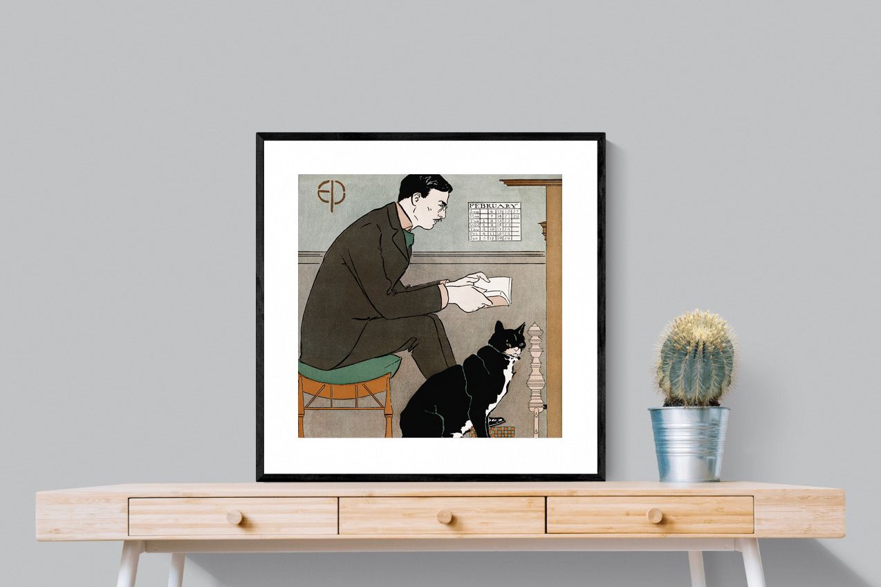 Pixalot Man Reading with Cat