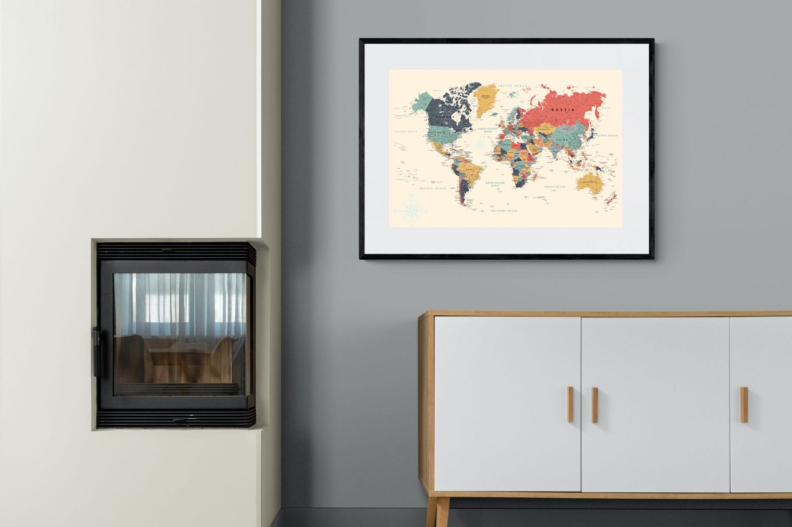 Pixalot Muted Tones World Map