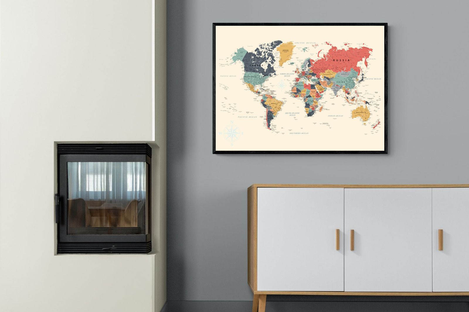 Pixalot Muted Tones World Map