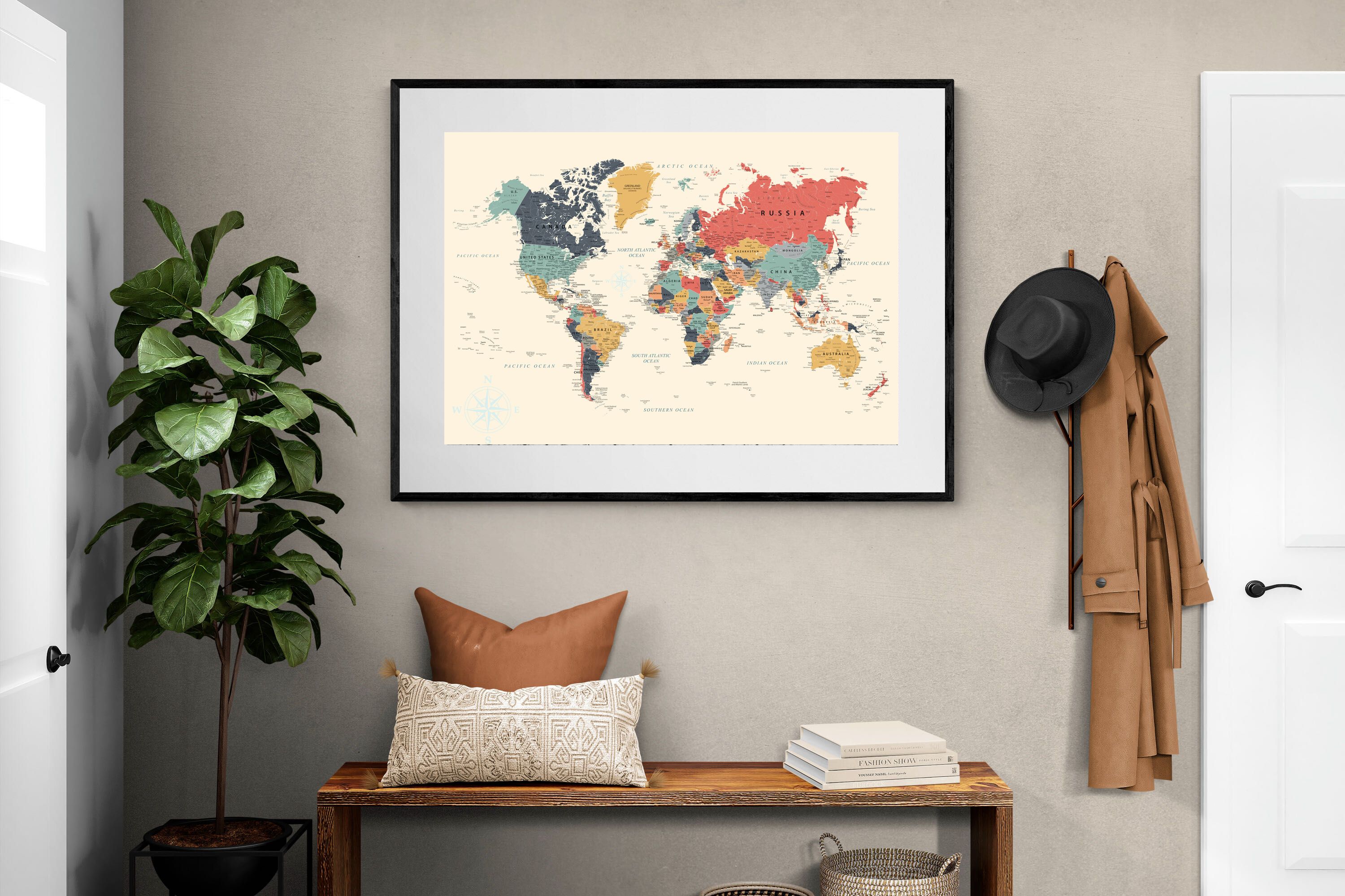 Pixalot Muted Tones World Map