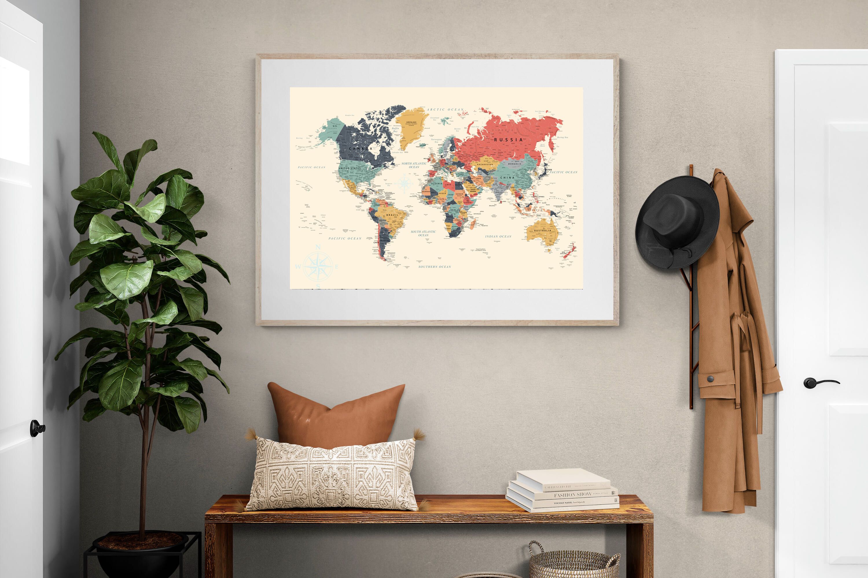 Pixalot Muted Tones World Map