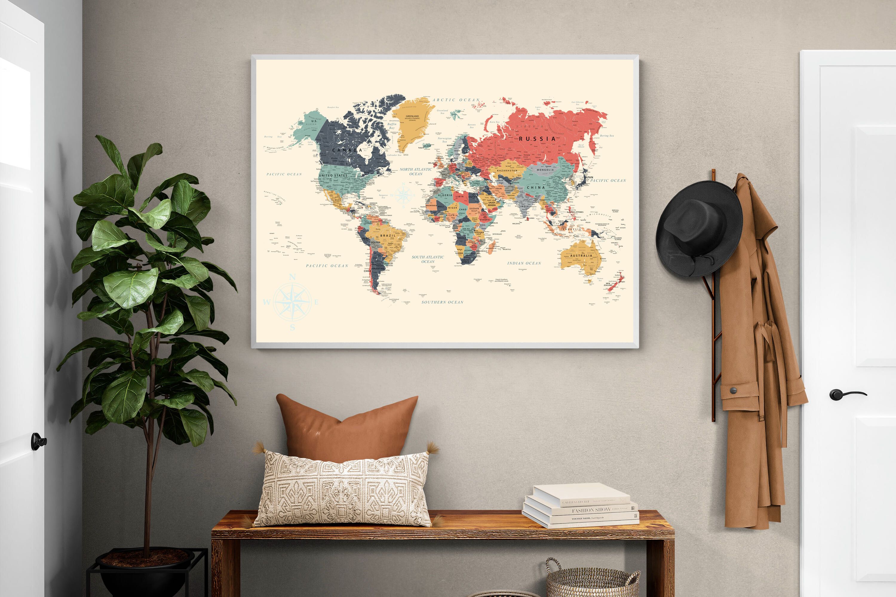 Pixalot Muted Tones World Map