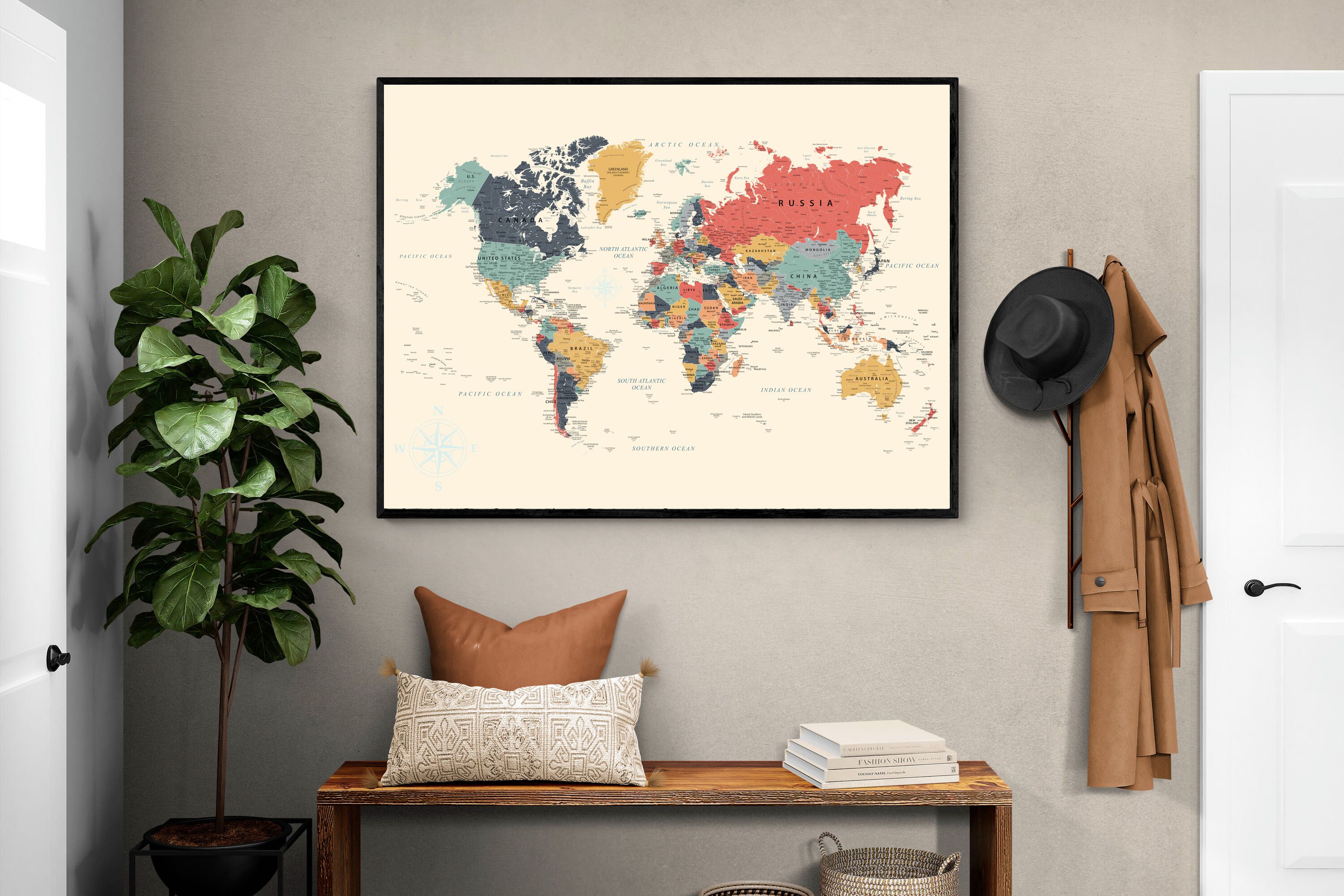 Pixalot Muted Tones World Map