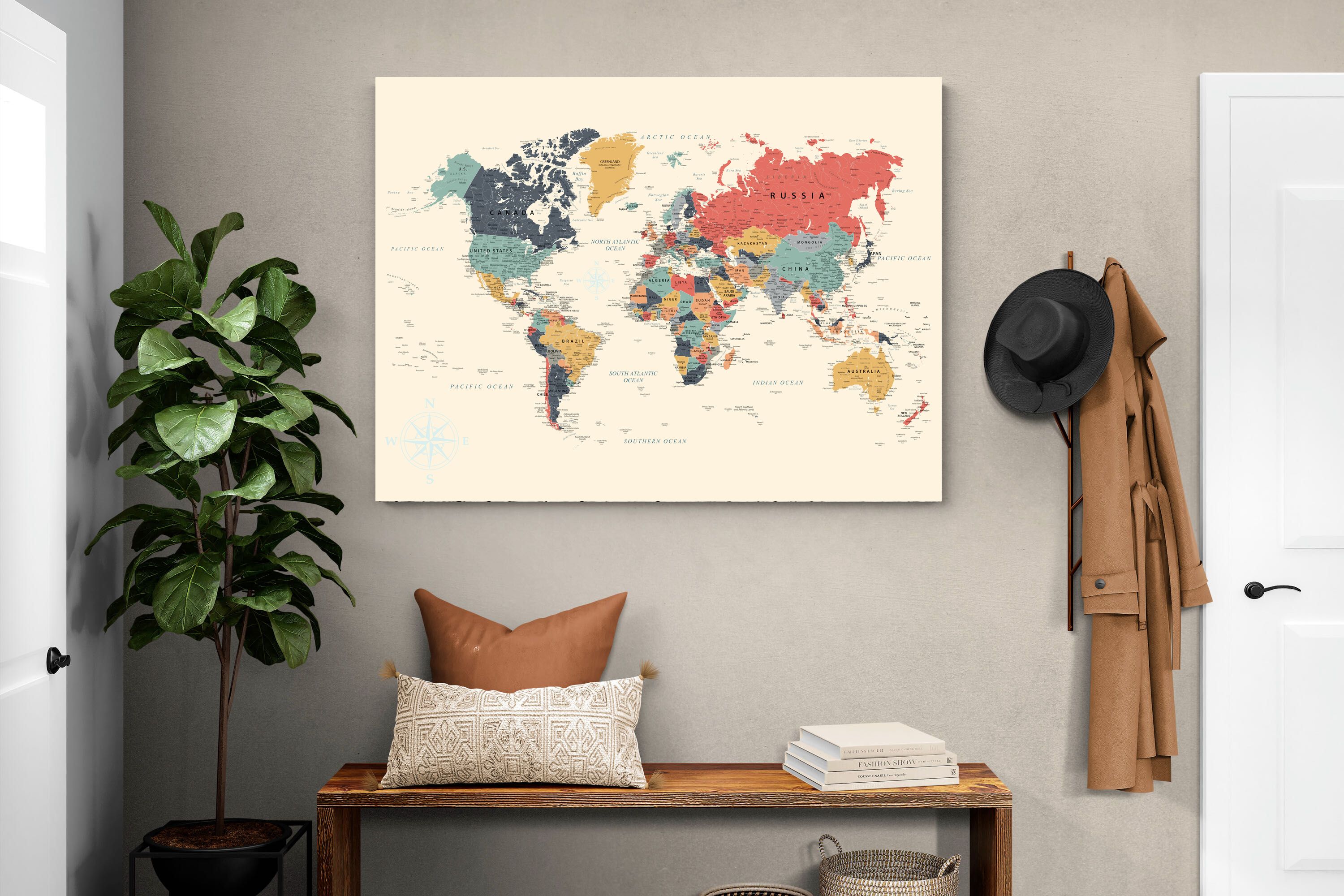 Pixalot Muted Tones World Map