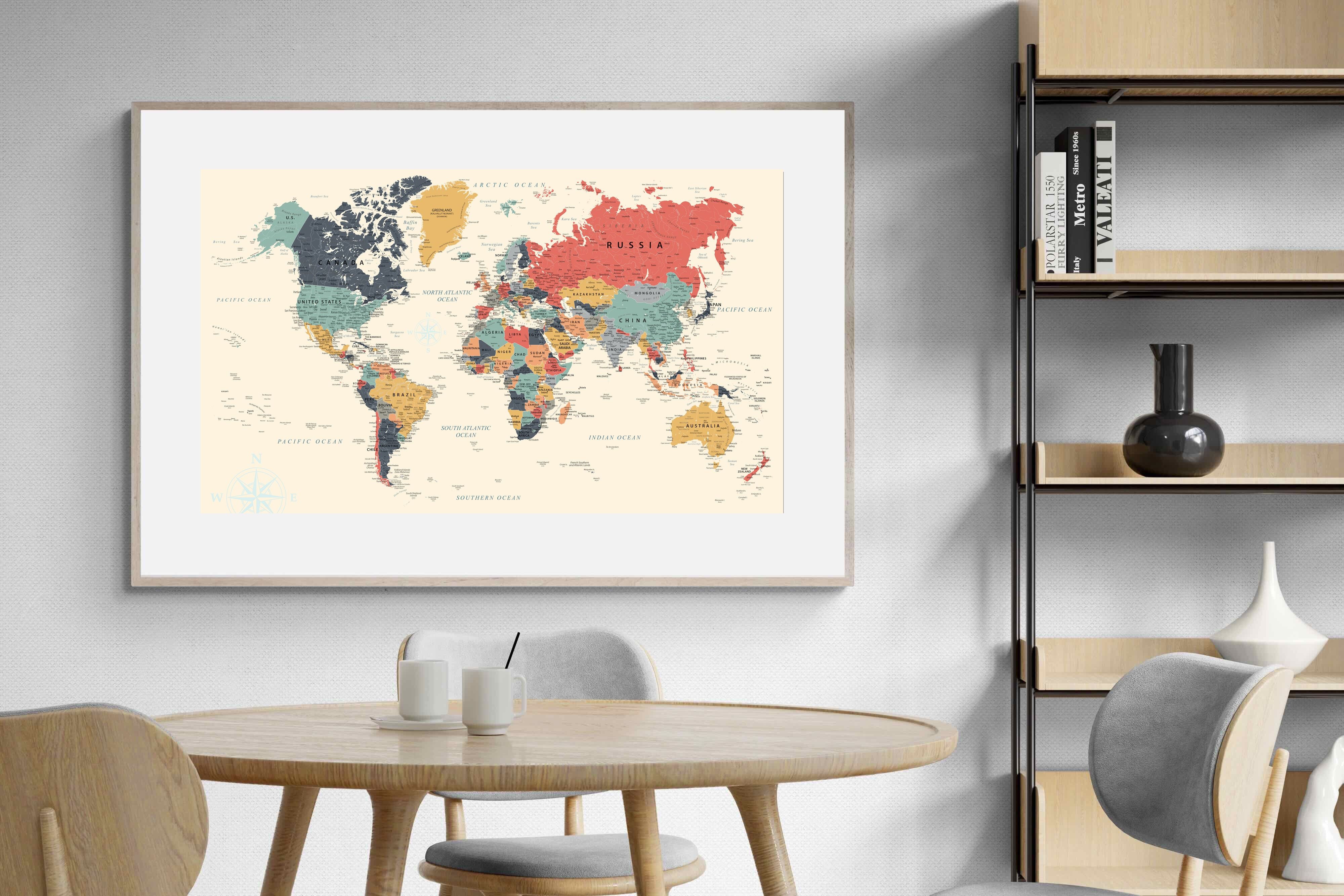 Pixalot Muted Tones World Map