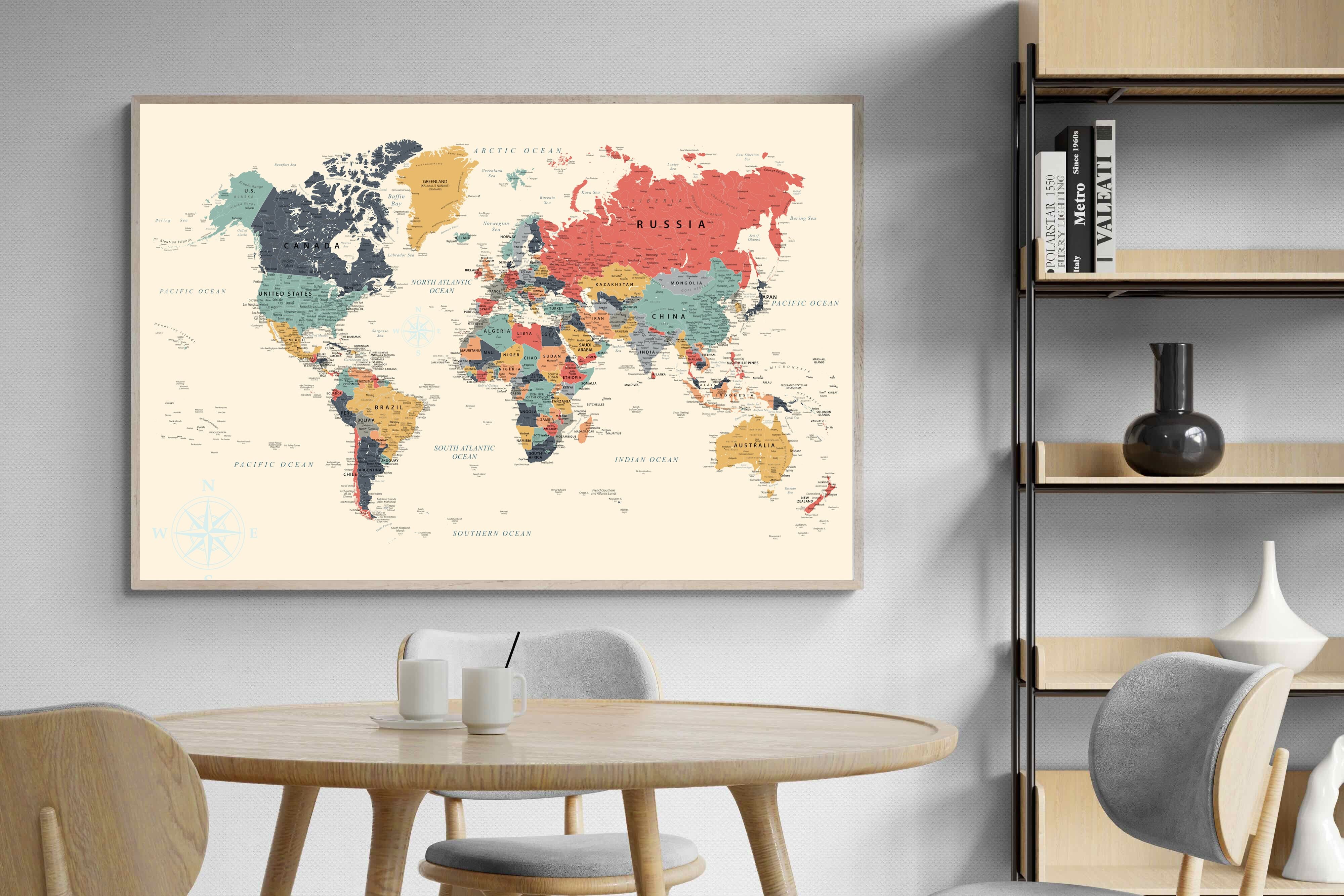 Pixalot Muted Tones World Map