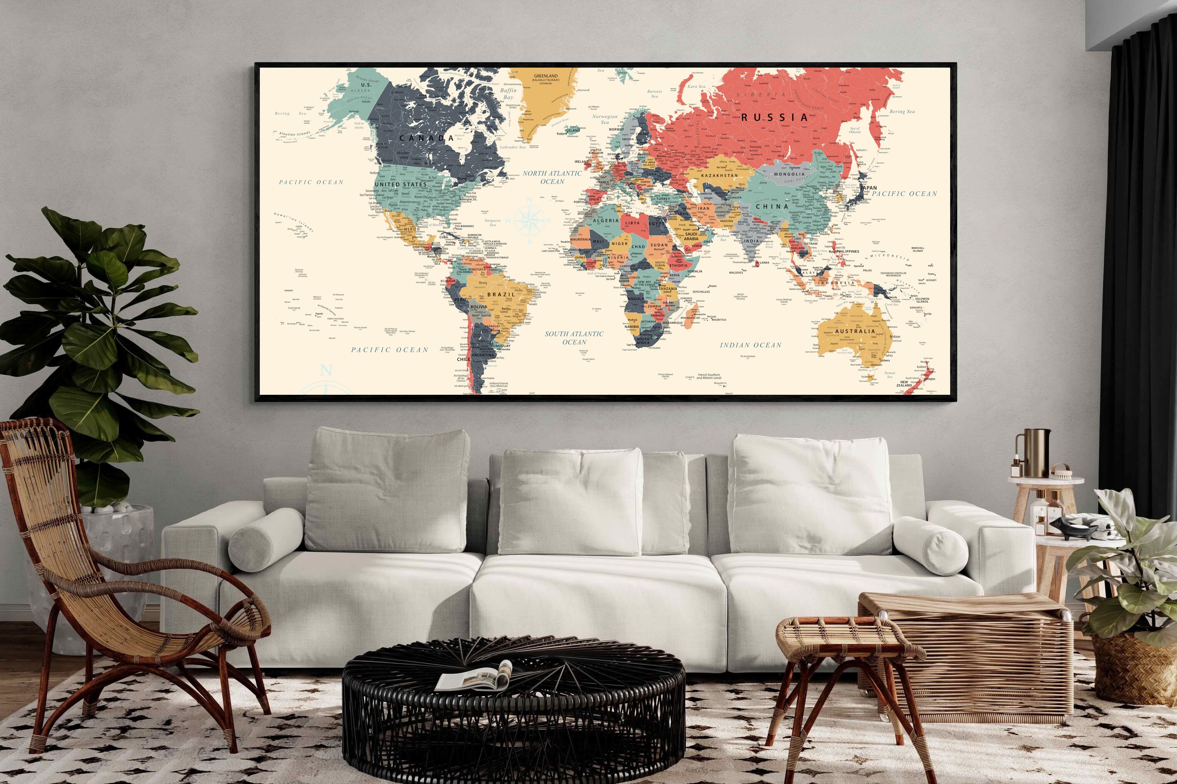 Pixalot Muted Tones World Map