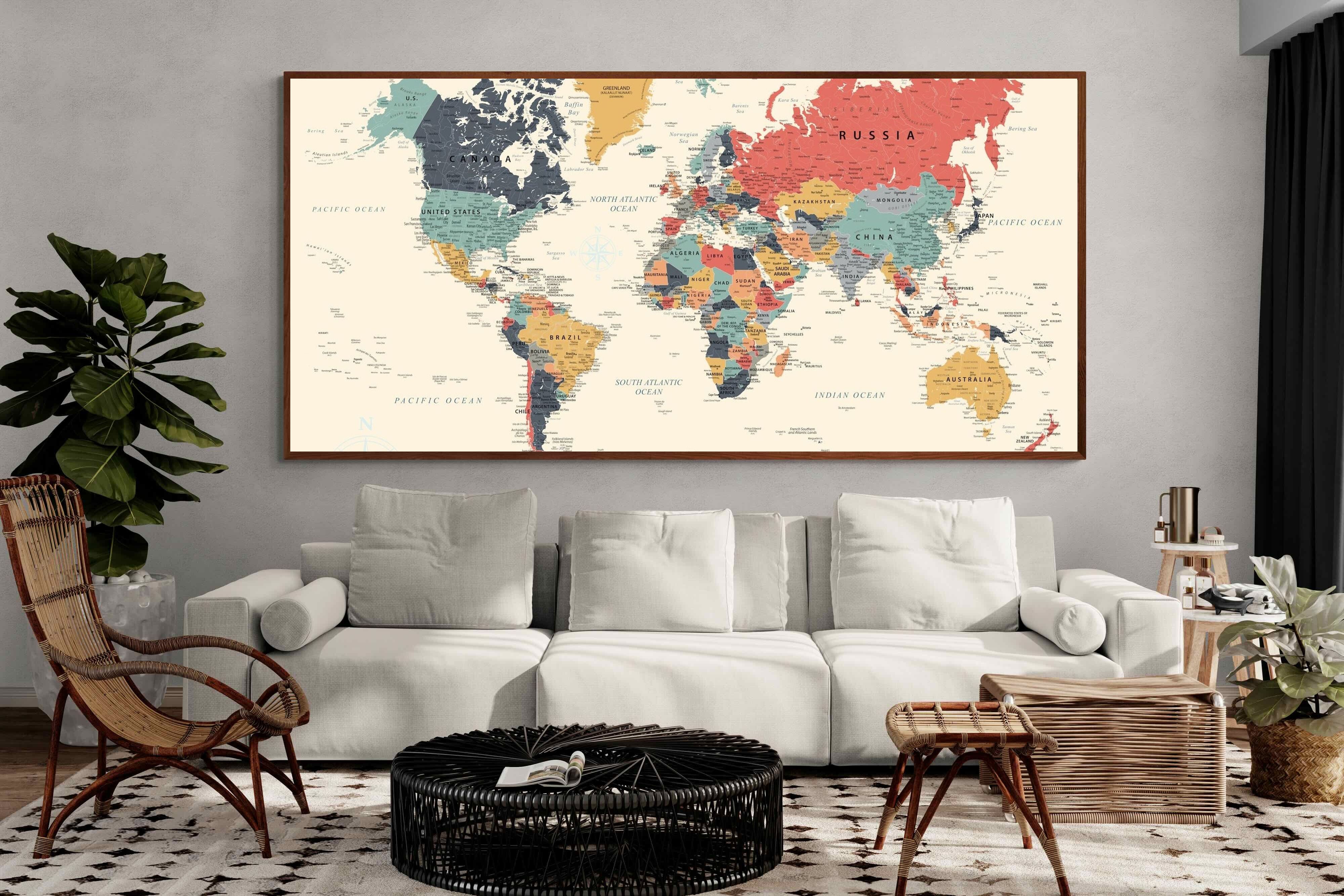 Pixalot Muted Tones World Map