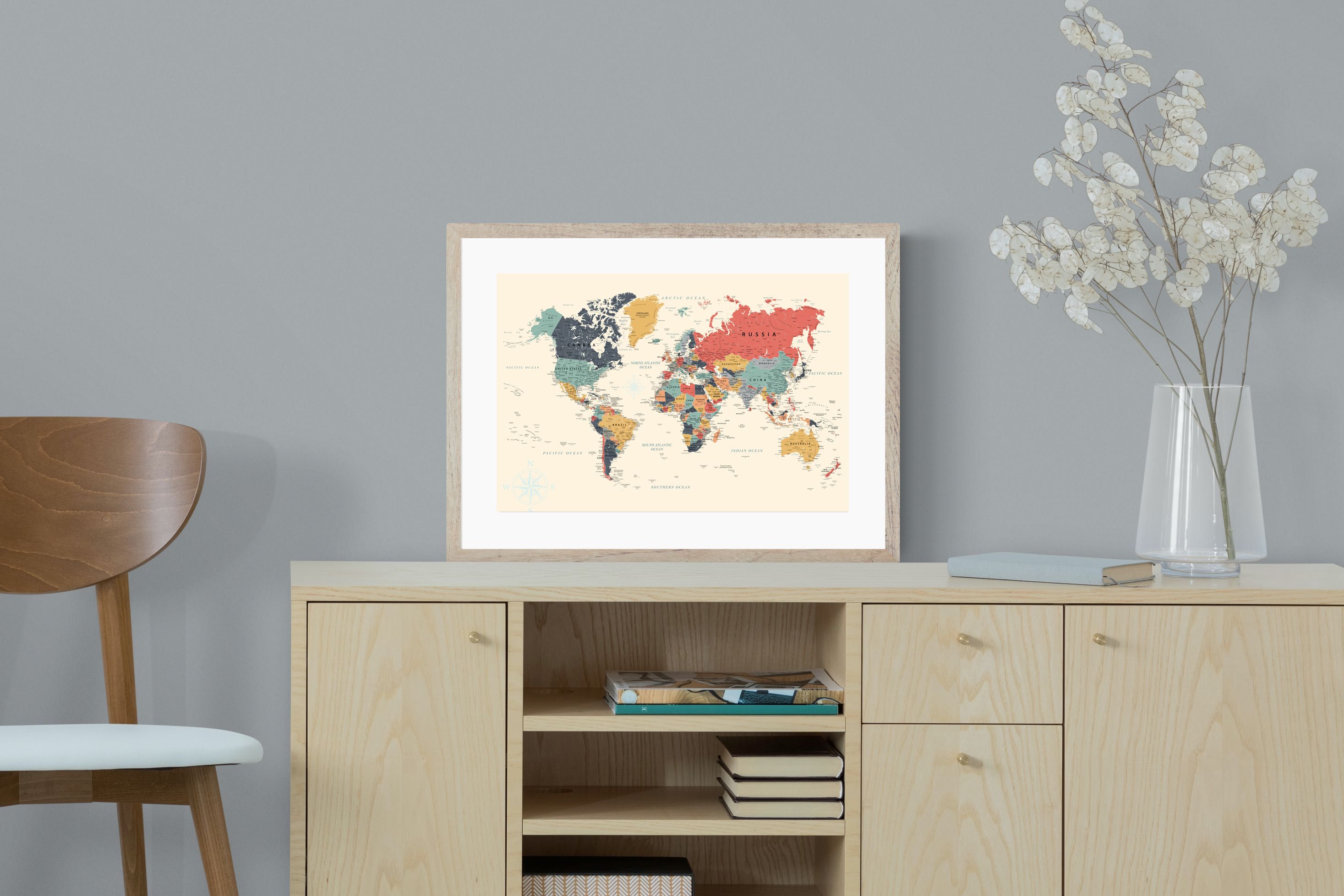 Pixalot Muted Tones World Map