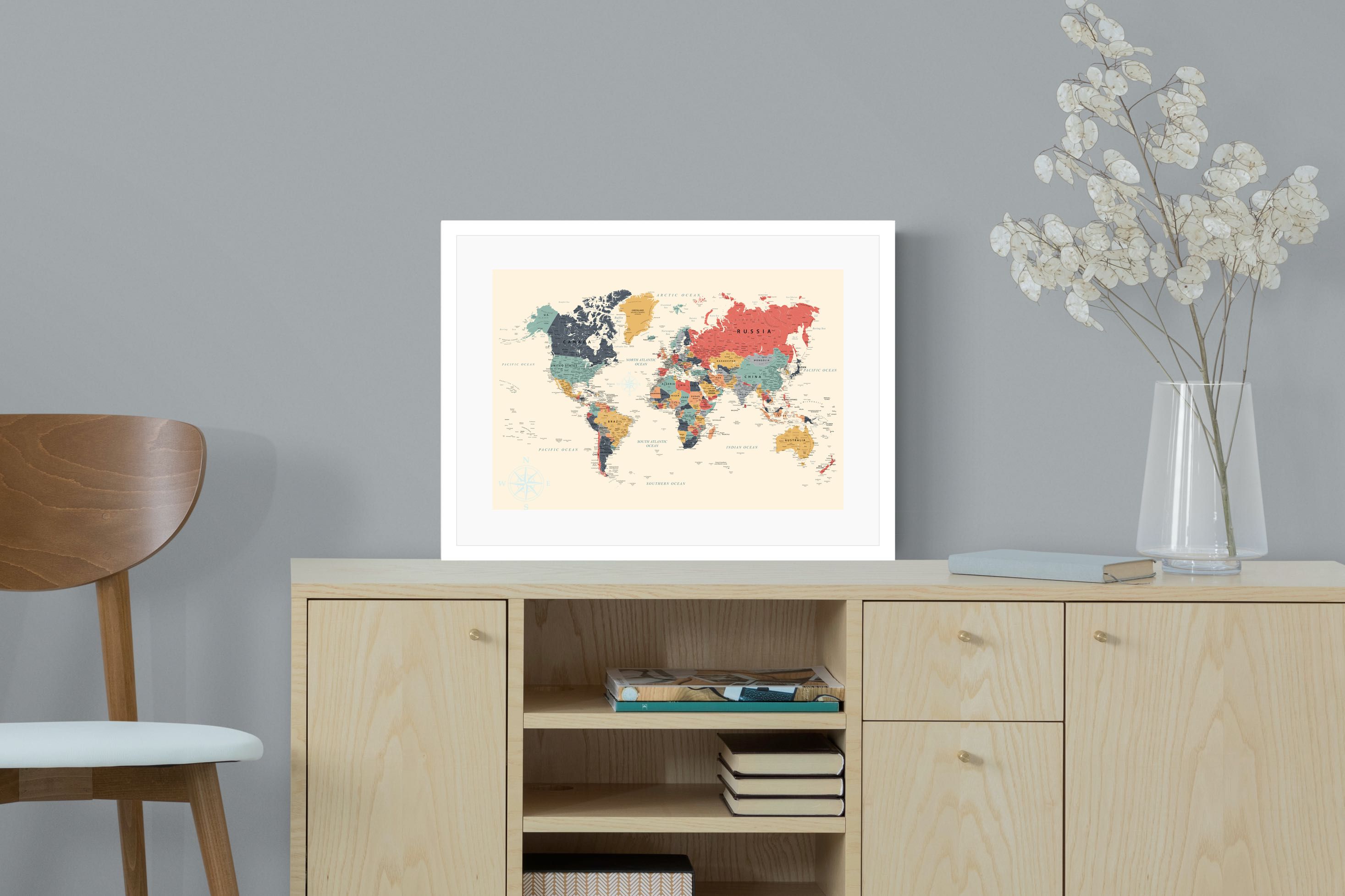 Pixalot Muted Tones World Map