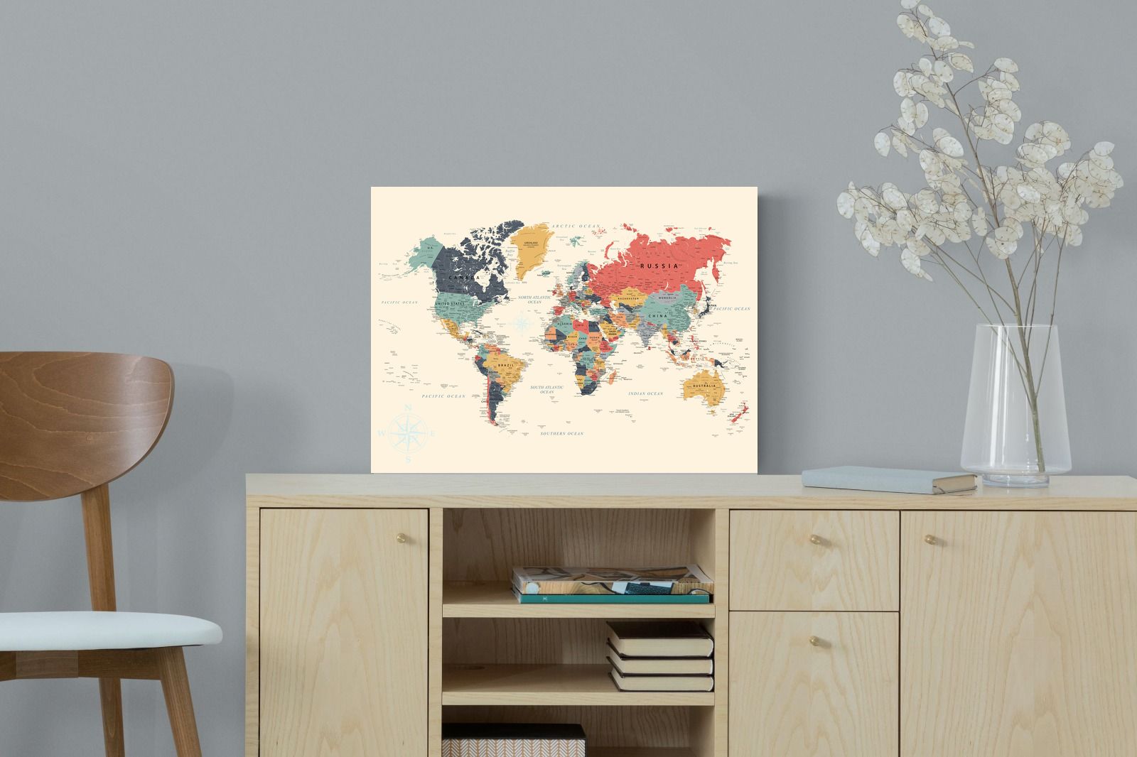 Pixalot Muted Tones World Map