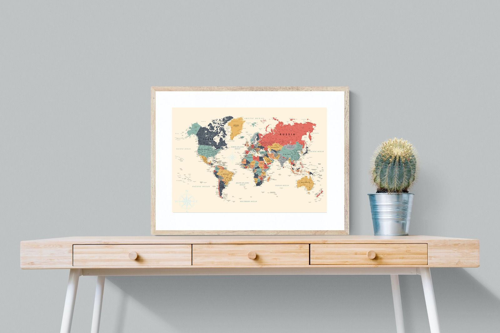 Pixalot Muted Tones World Map