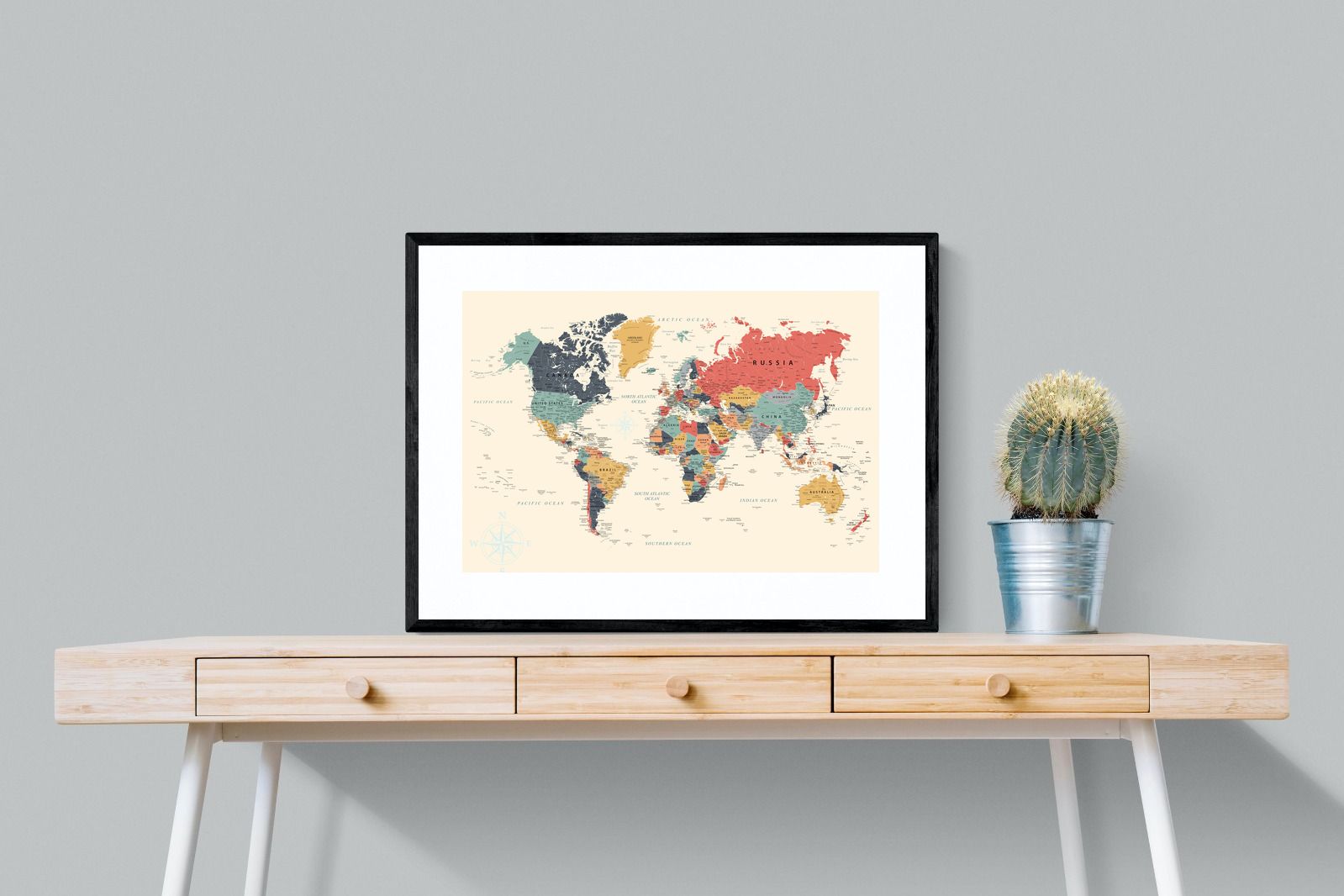 Pixalot Muted Tones World Map