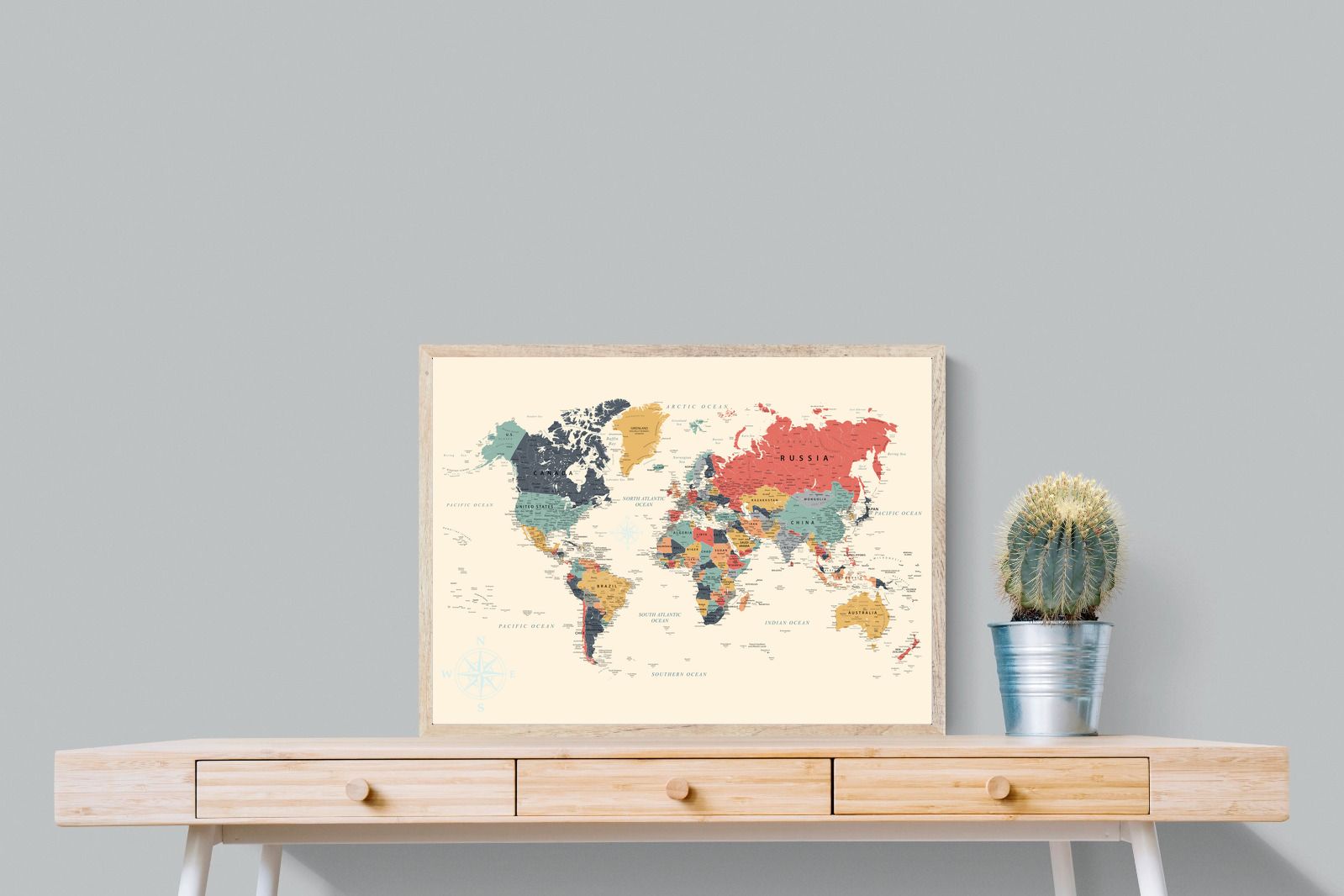 Pixalot Muted Tones World Map