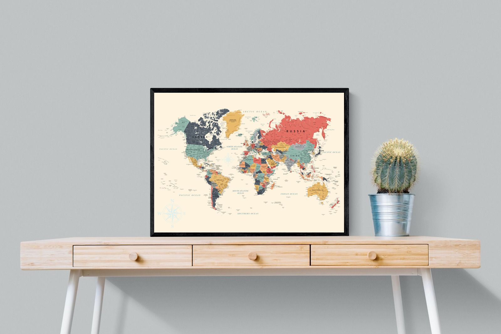 Pixalot Muted Tones World Map