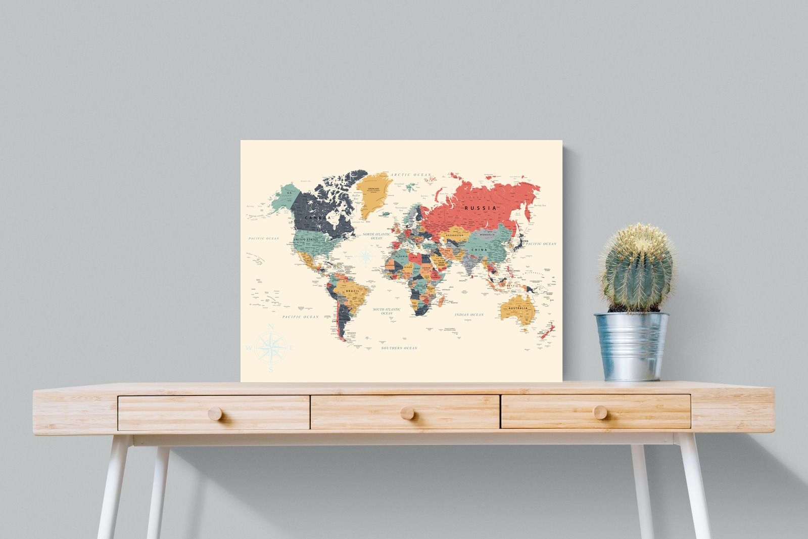 Pixalot Muted Tones World Map