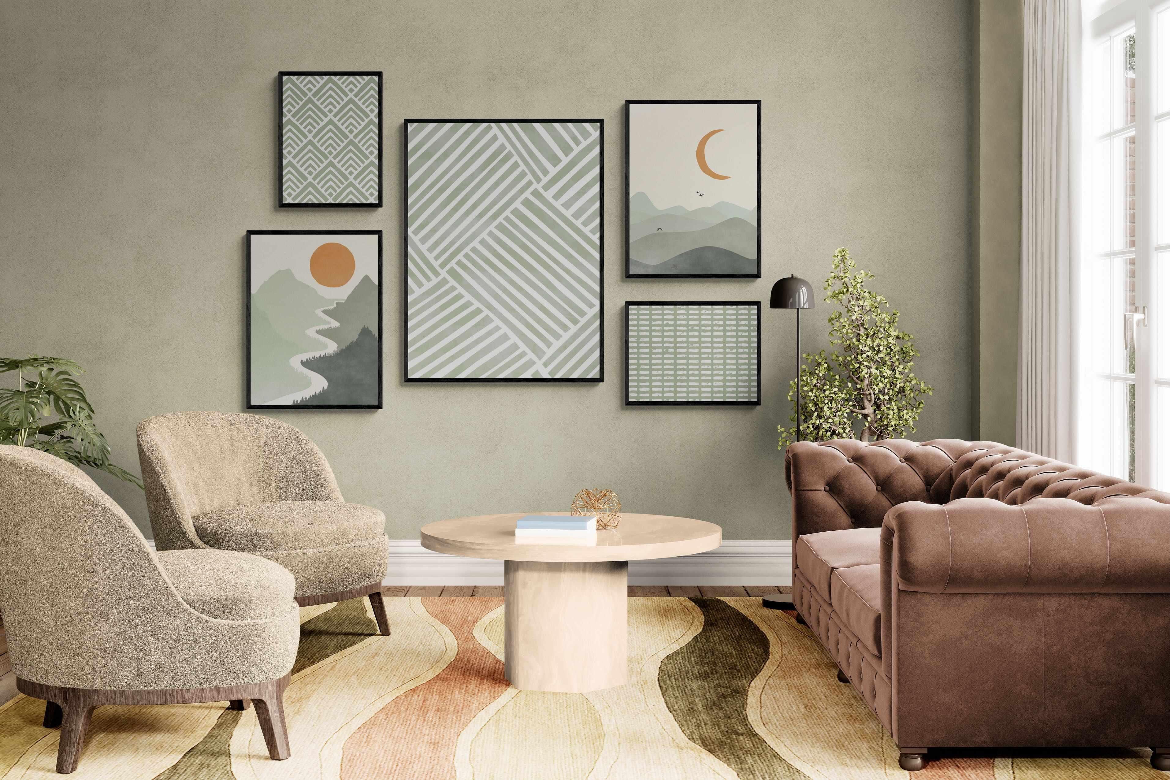 Sage Gallery Wall Set-Wall_Art-Mounted Canvas-Black-Pixalot