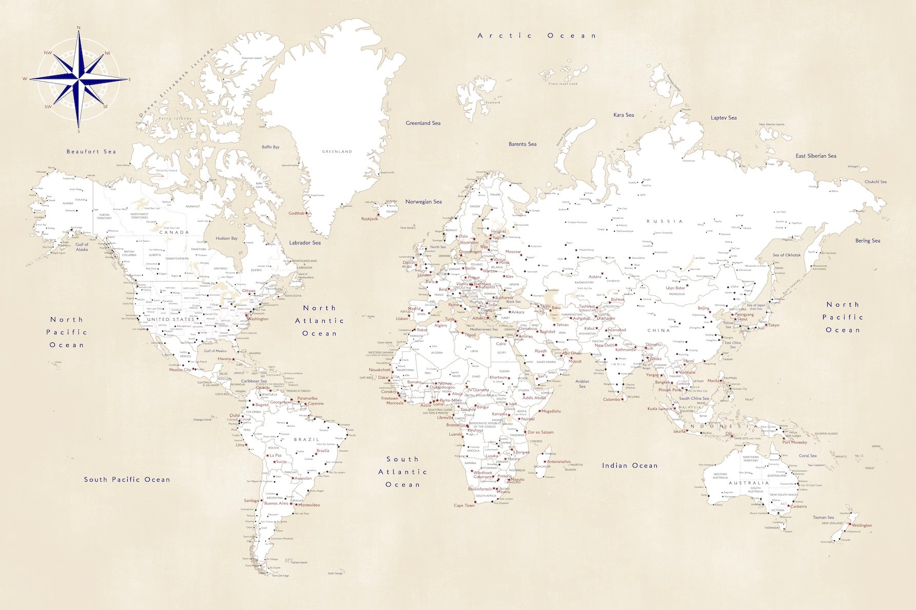 Taupe World Map
