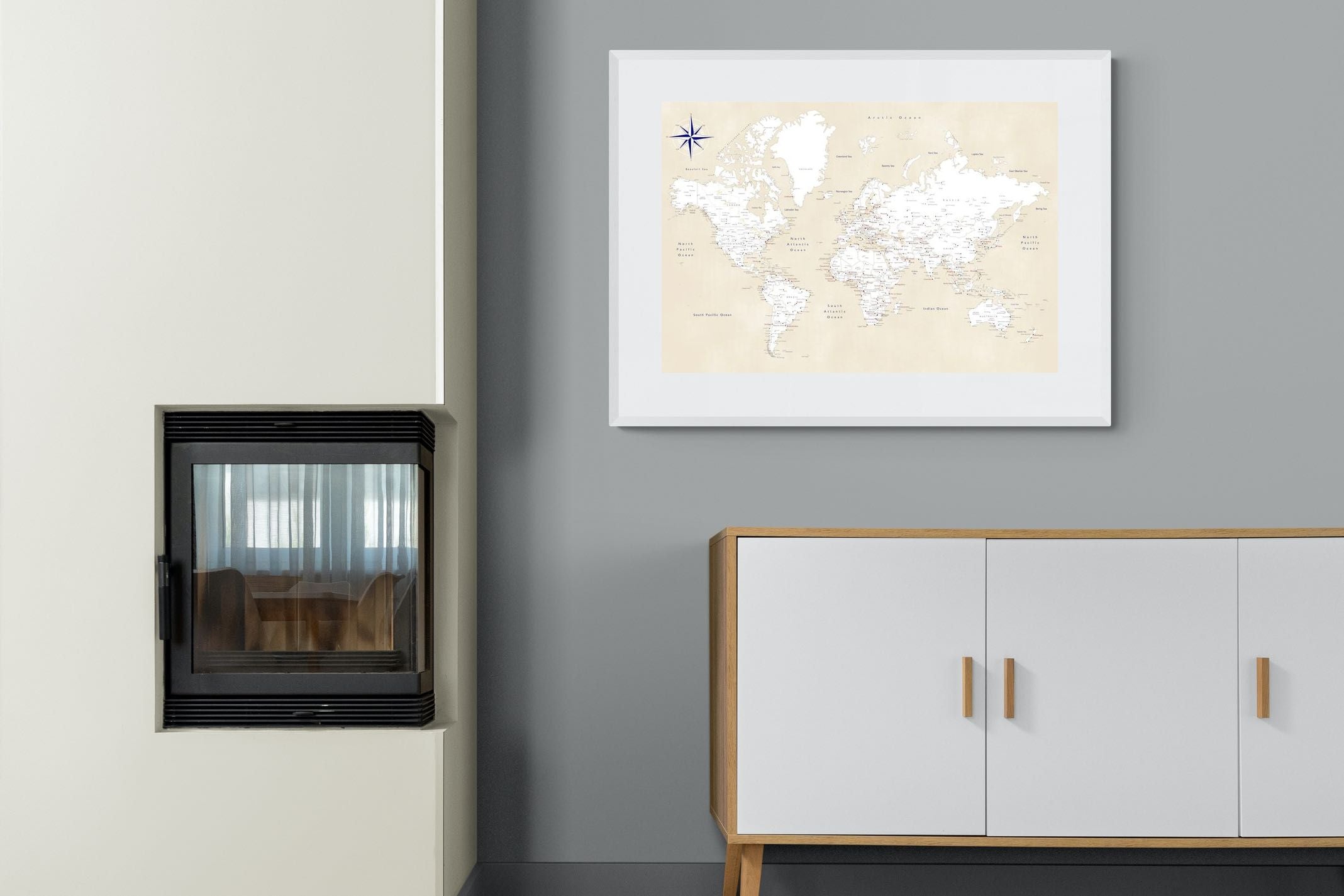 Pixalot Taupe World Map