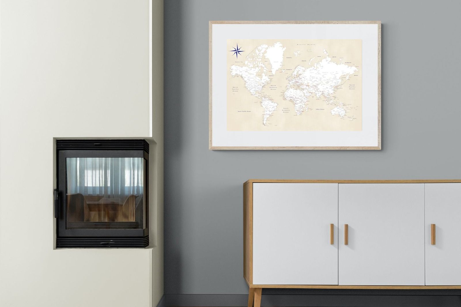 Pixalot Taupe World Map