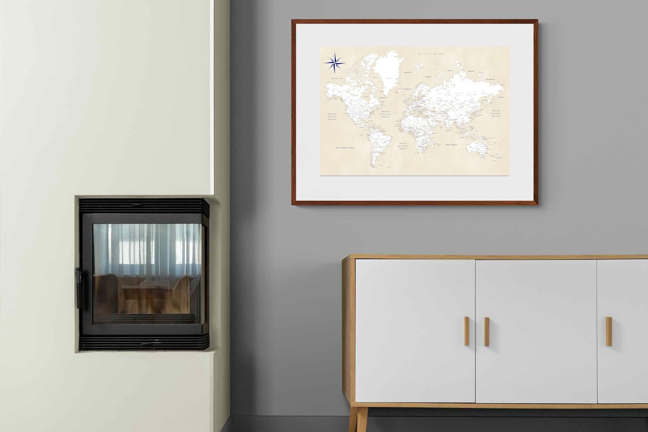Pixalot Taupe World Map