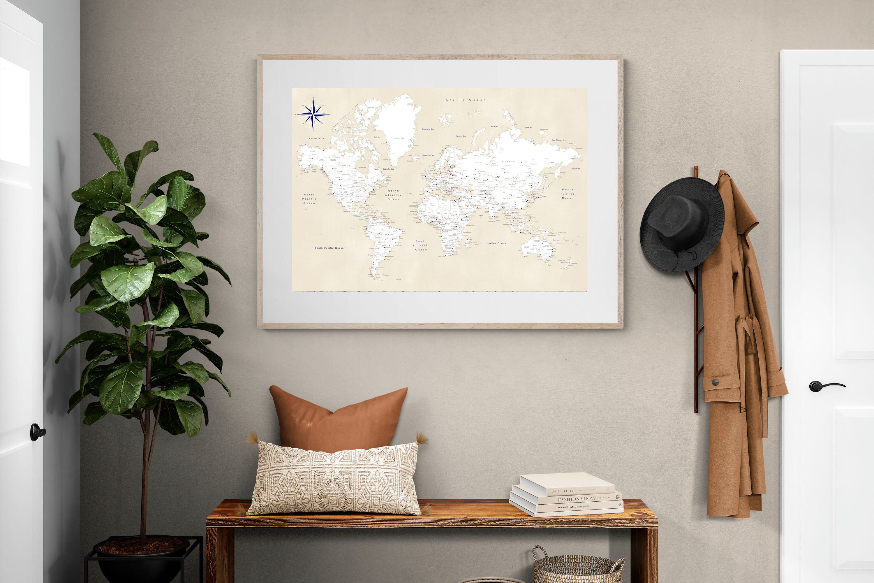 Pixalot Taupe World Map