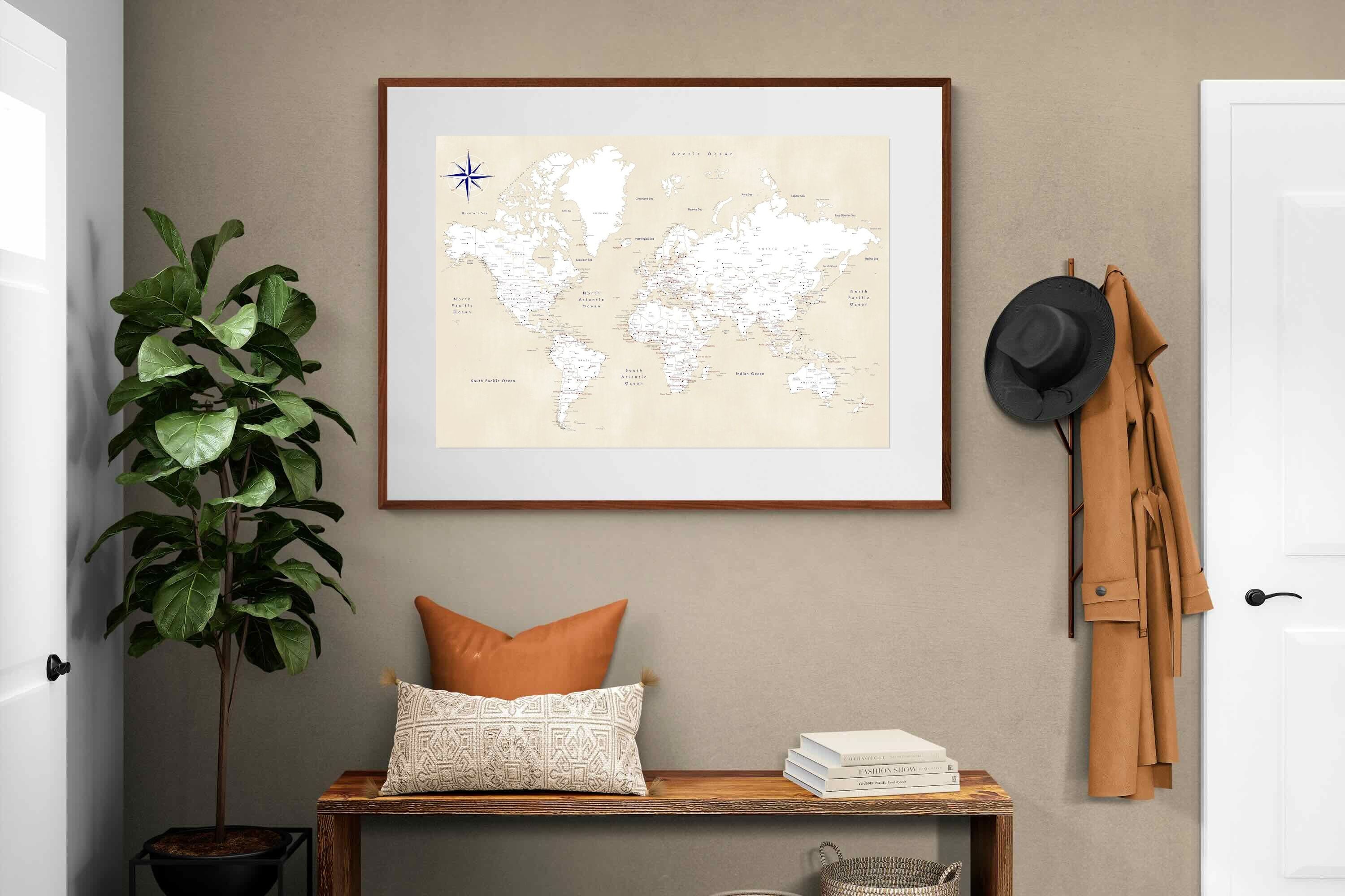 Pixalot Taupe World Map