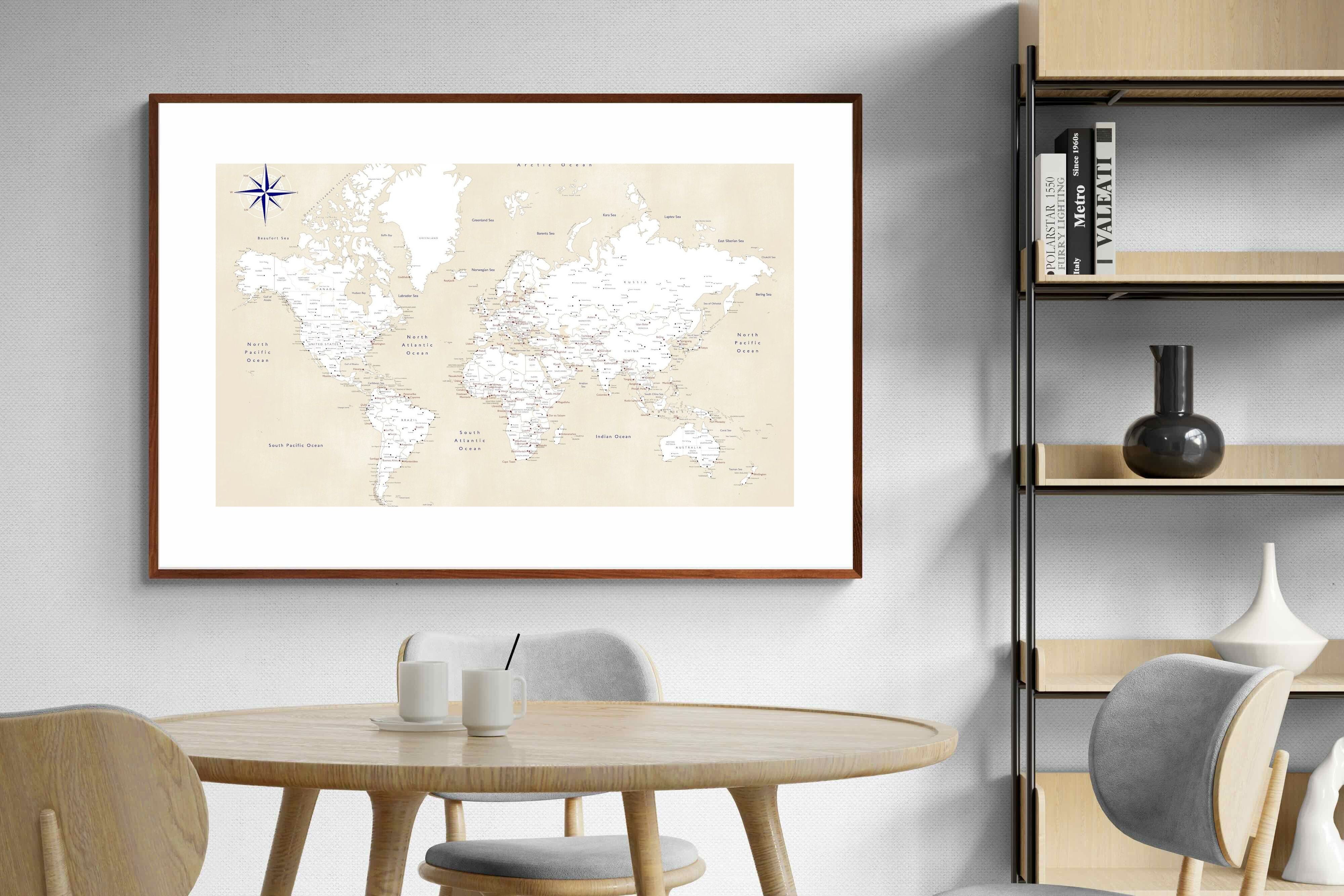 Pixalot Taupe World Map