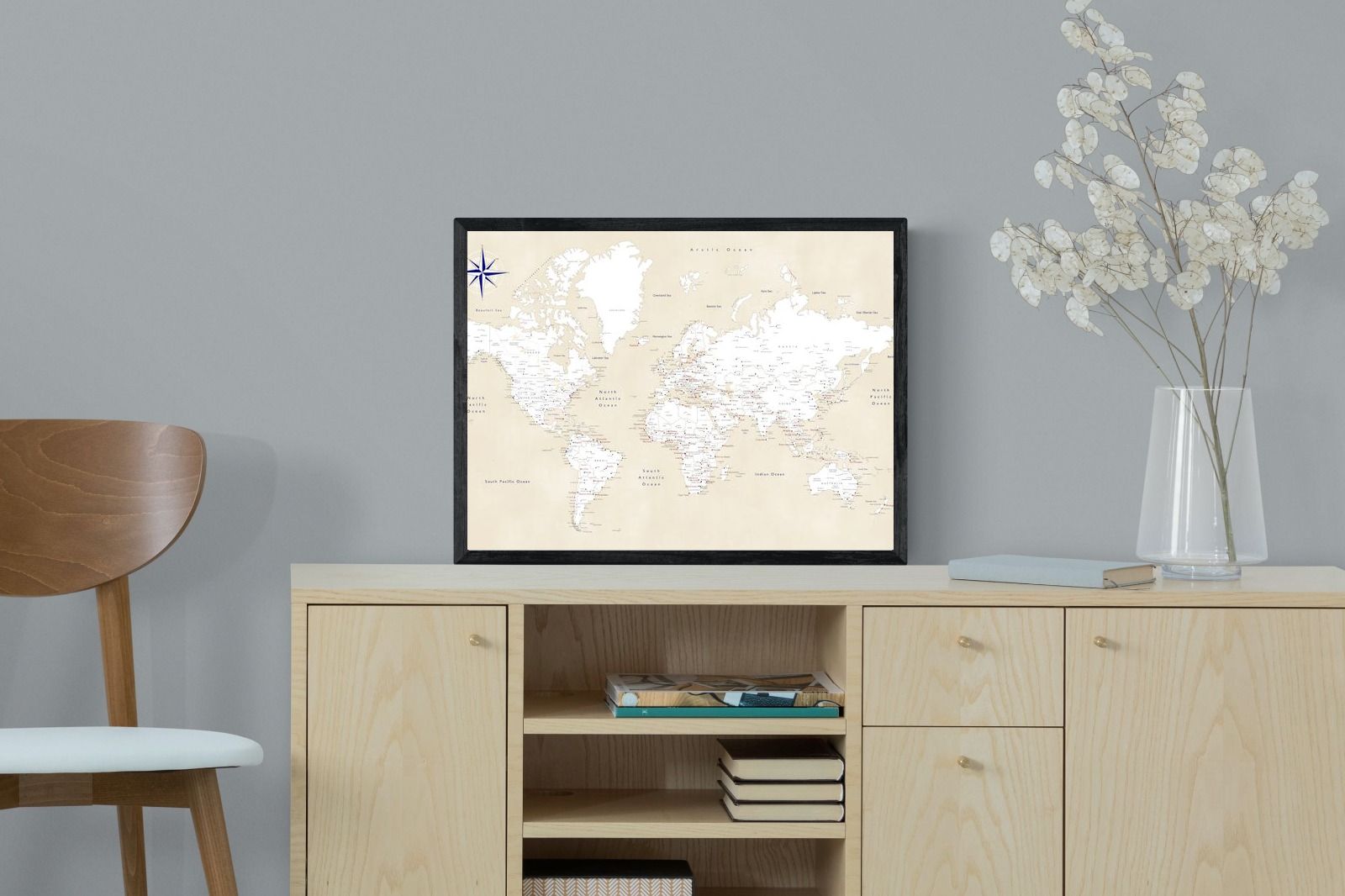 Pixalot Taupe World Map