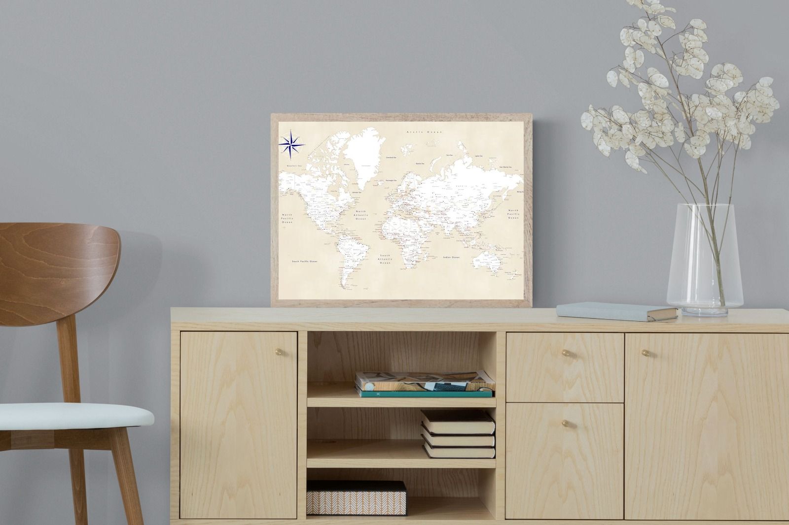 Pixalot Taupe World Map