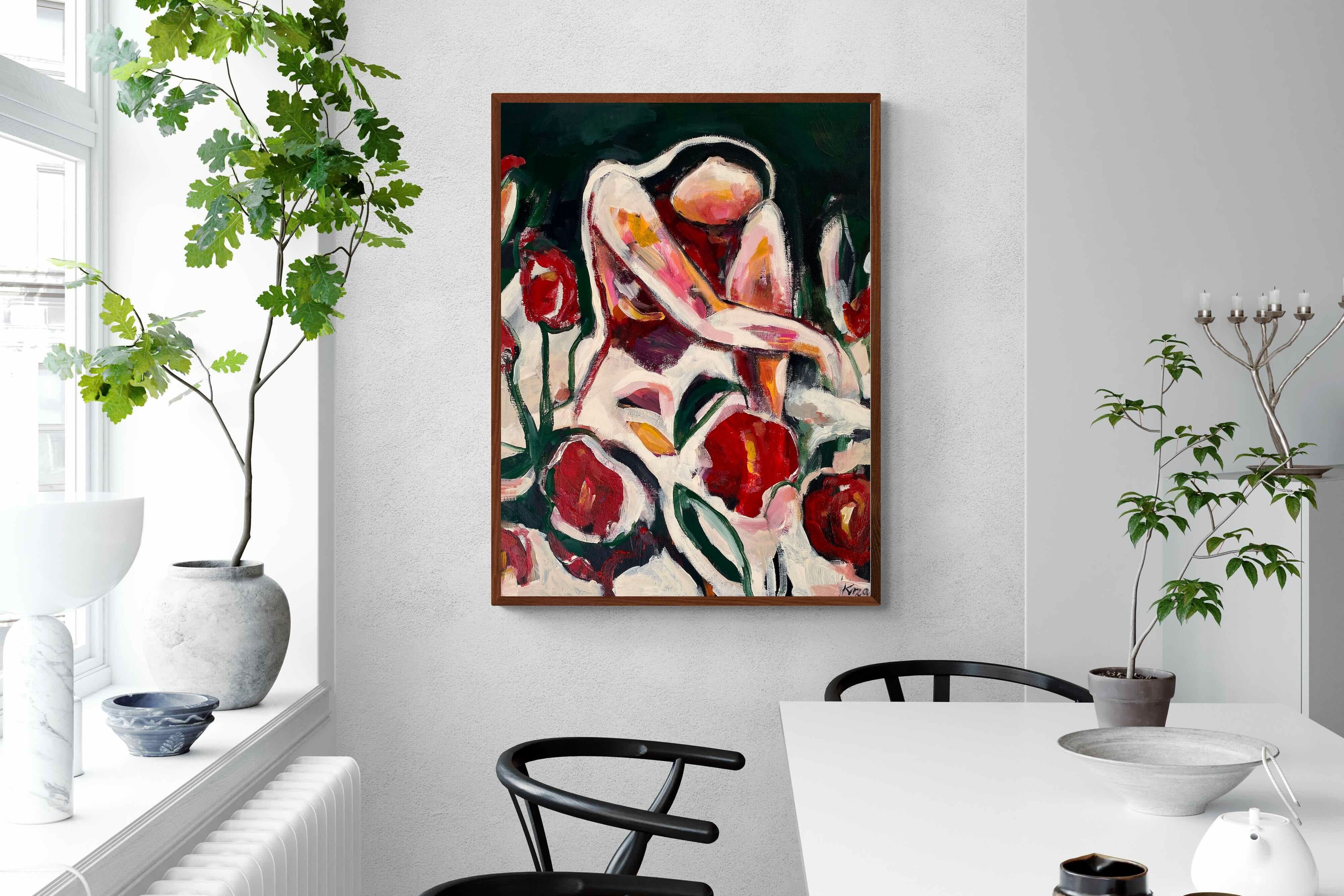 Pixalot Woman Among Red Flowers