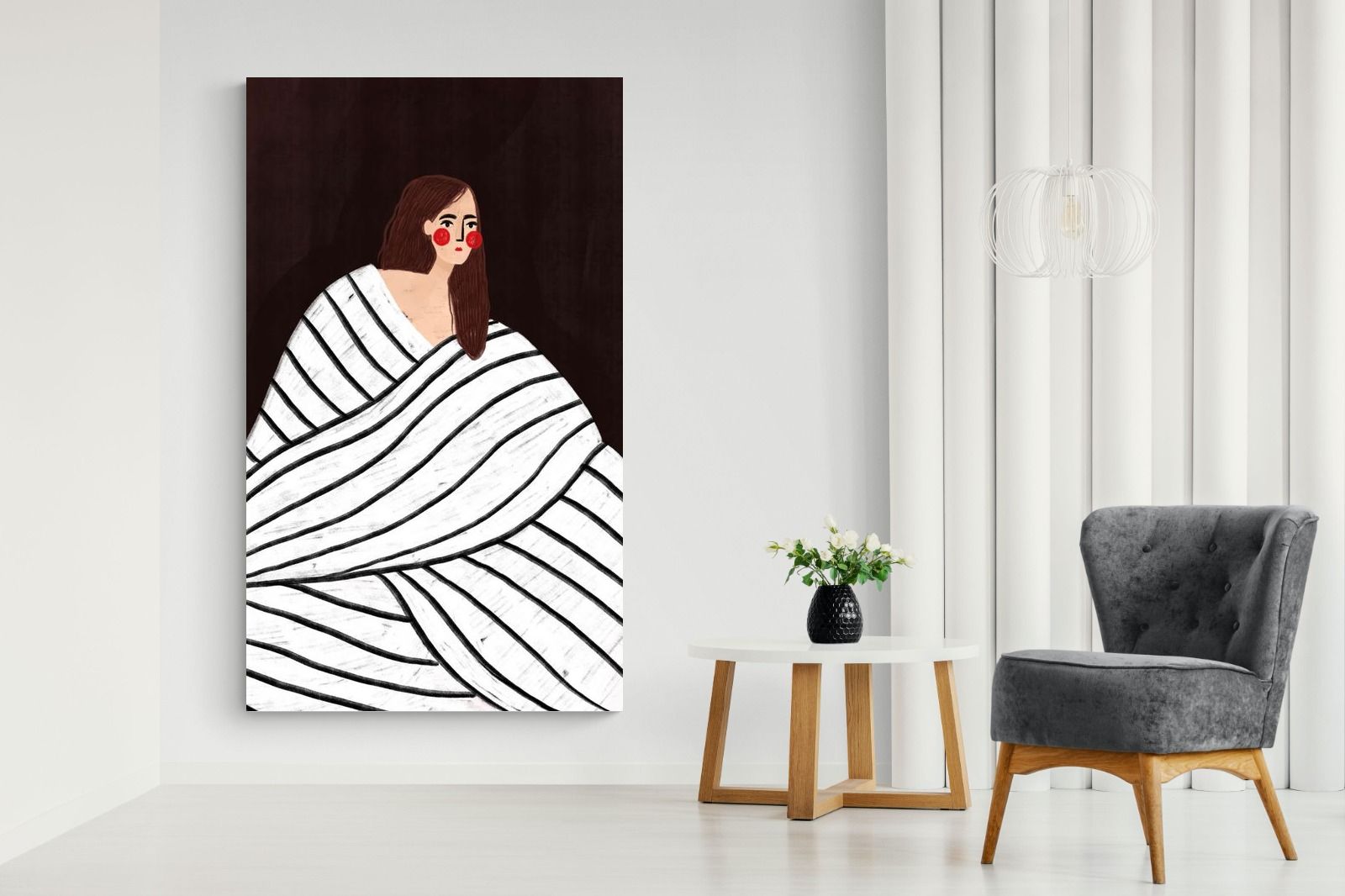 Pixalot Woman With Black and White Stripes