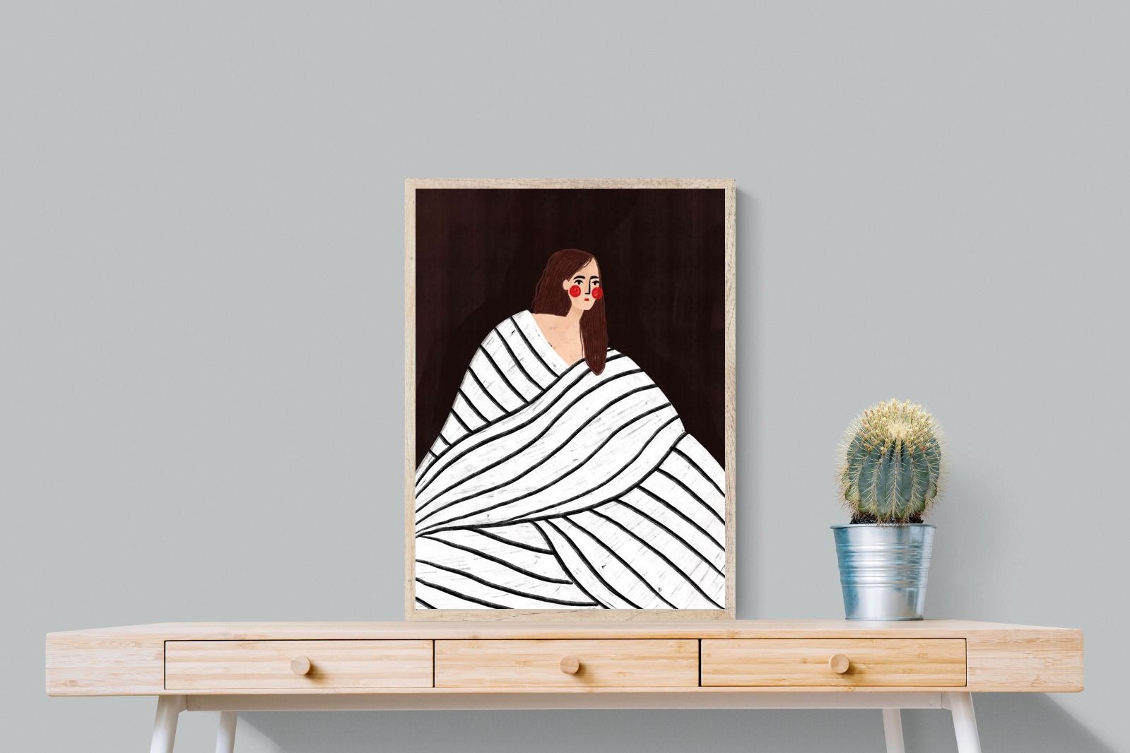Pixalot Woman With Black and White Stripes