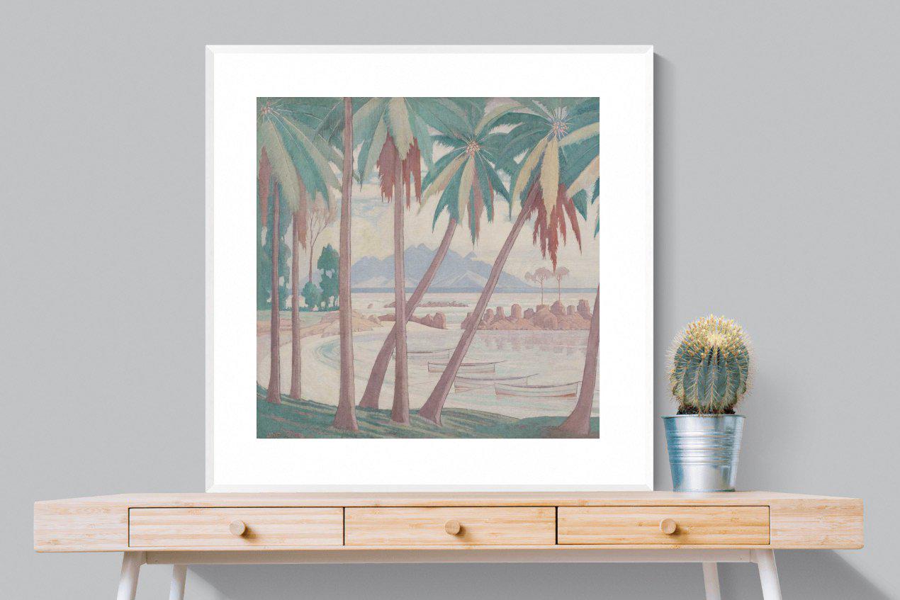 A View Across Fisherman's Cove-Wall_Art-100 x 100cm-Framed Print-White-Pixalot