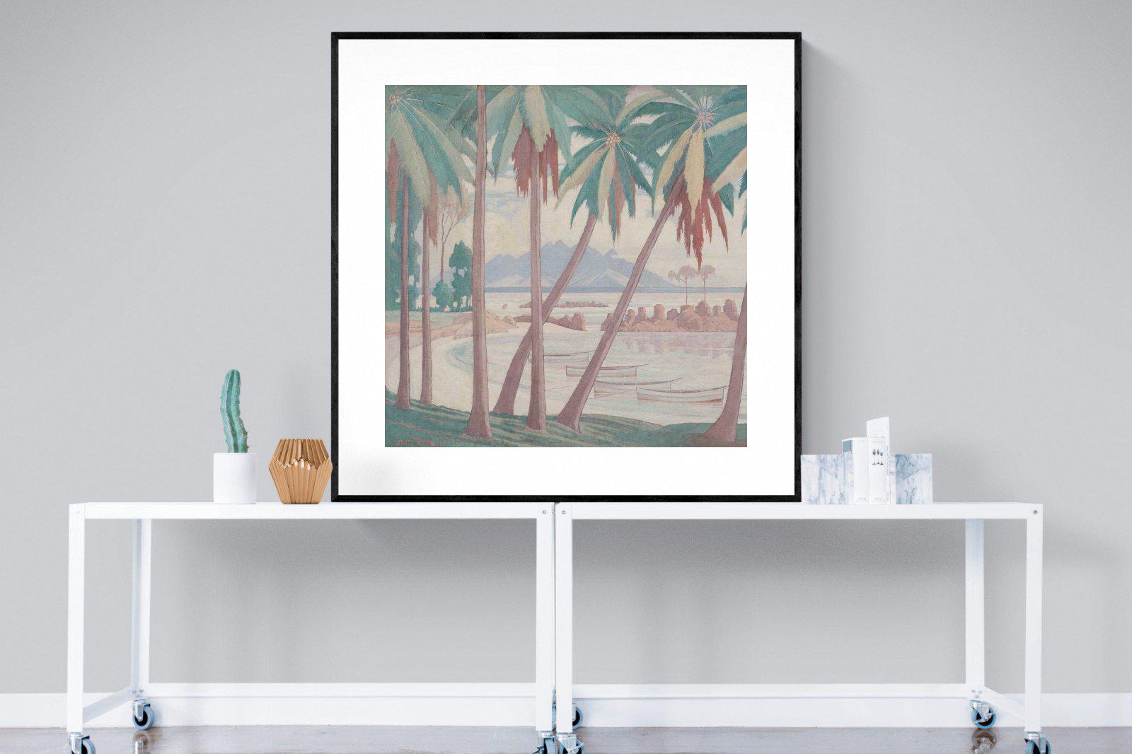 A View Across Fisherman's Cove-Wall_Art-120 x 120cm-Framed Print-Black-Pixalot